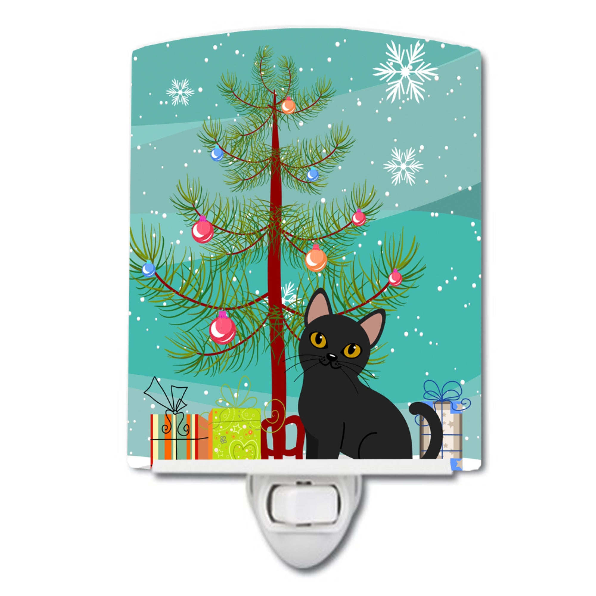  inchCarolines Treasures Bombay Cat Merry Christmas Tree Ceramic Night Light, 6x4, Multicolor inch