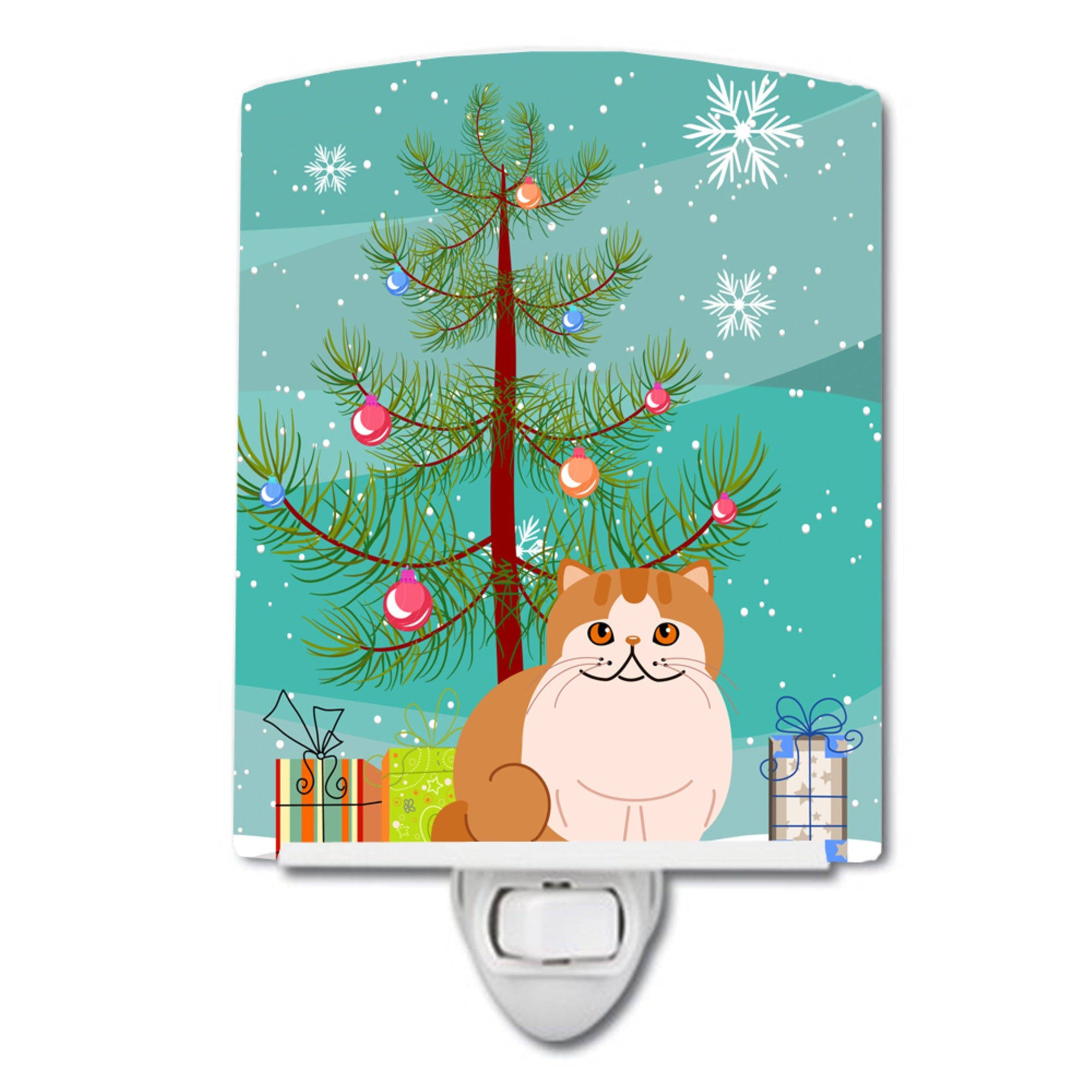  inchCarolines Treasures Exotic Shorthair Cat Merry Christmas Tree Ceramic Night Light, 6x4, Multicolor inch