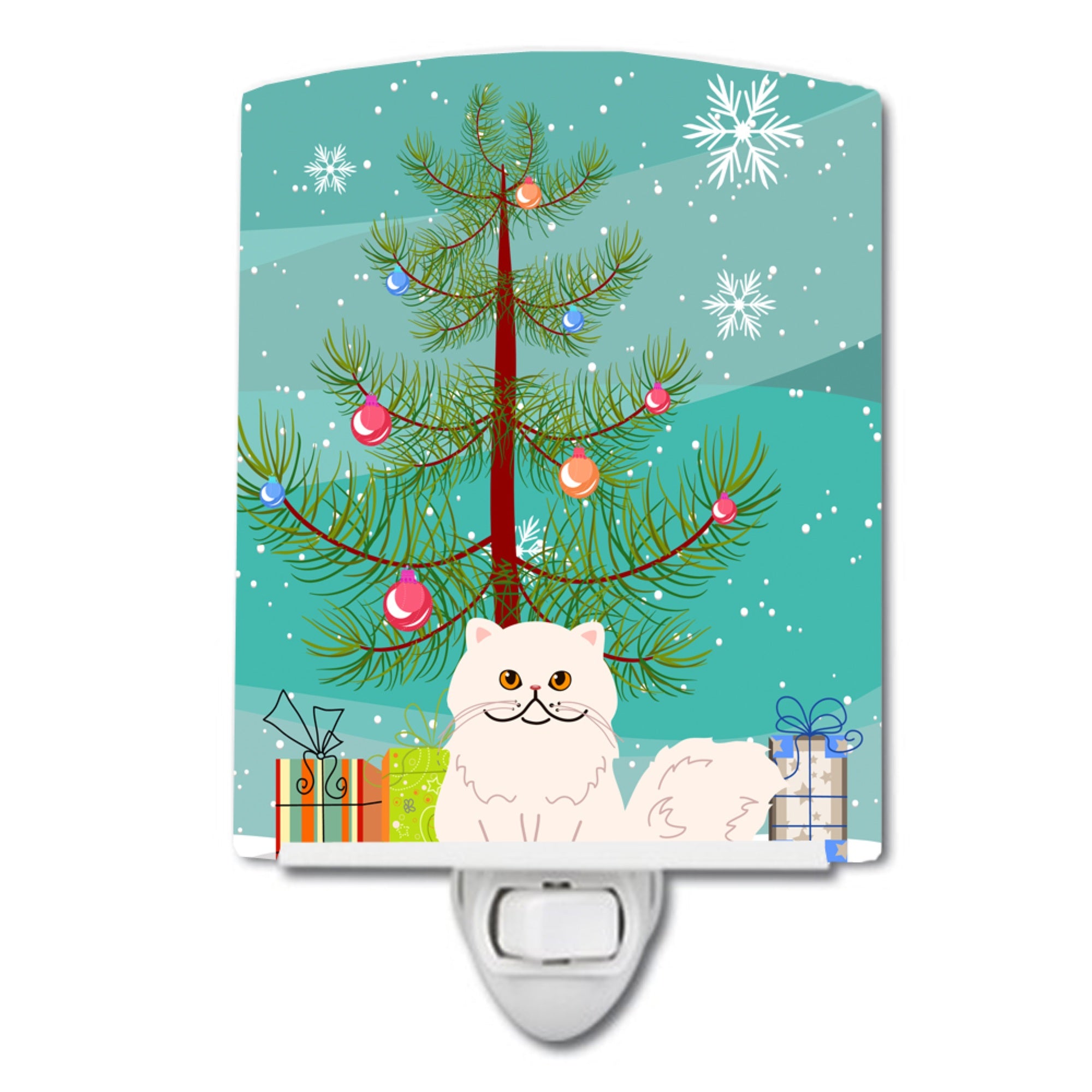  inchCarolines Treasures Persian Cat Merry Christmas Tree Ceramic Night Light, 6x4, Multicolor inch
