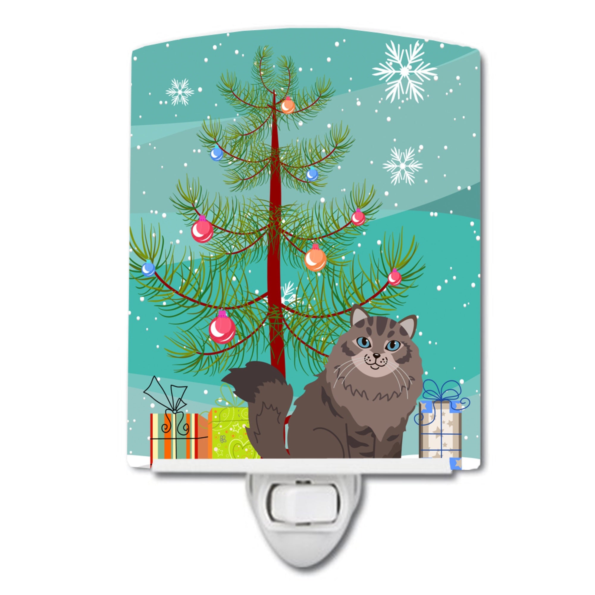  inchCarolines Treasures Siberian Cat Merry Christmas Tree Ceramic Night Light, 6x4, Multicolor inch