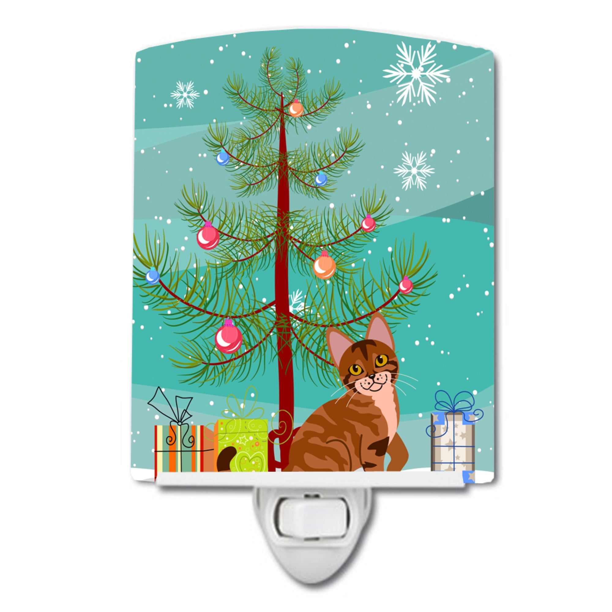  inchCarolines Treasures Sokoke Cat Merry Christmas Tree Ceramic Night Light, 6x4, Multicolor inch