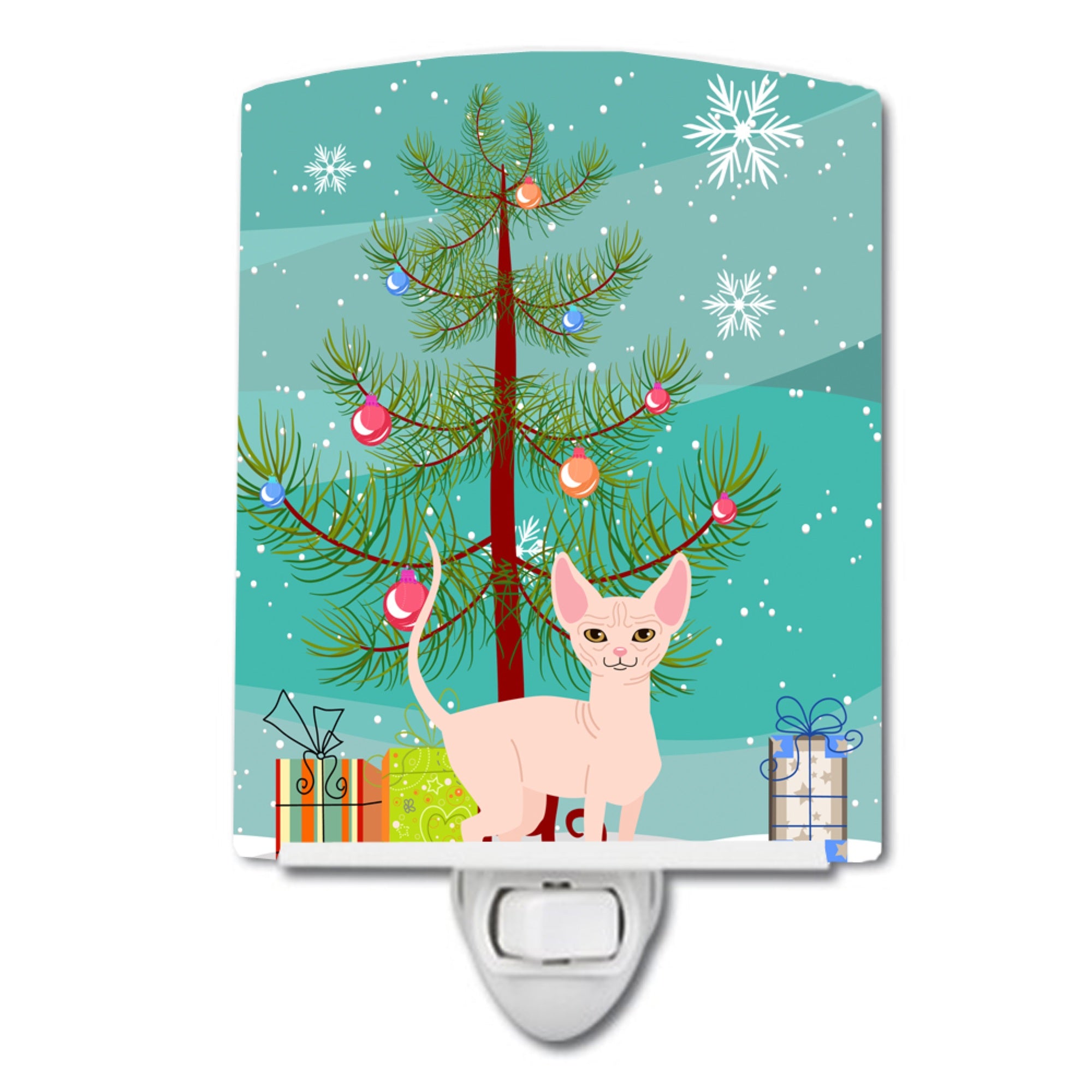  inchCarolines Treasures Sphynx Cat Merry Christmas Tree Ceramic Night Light, 6x4, Multicolor inch