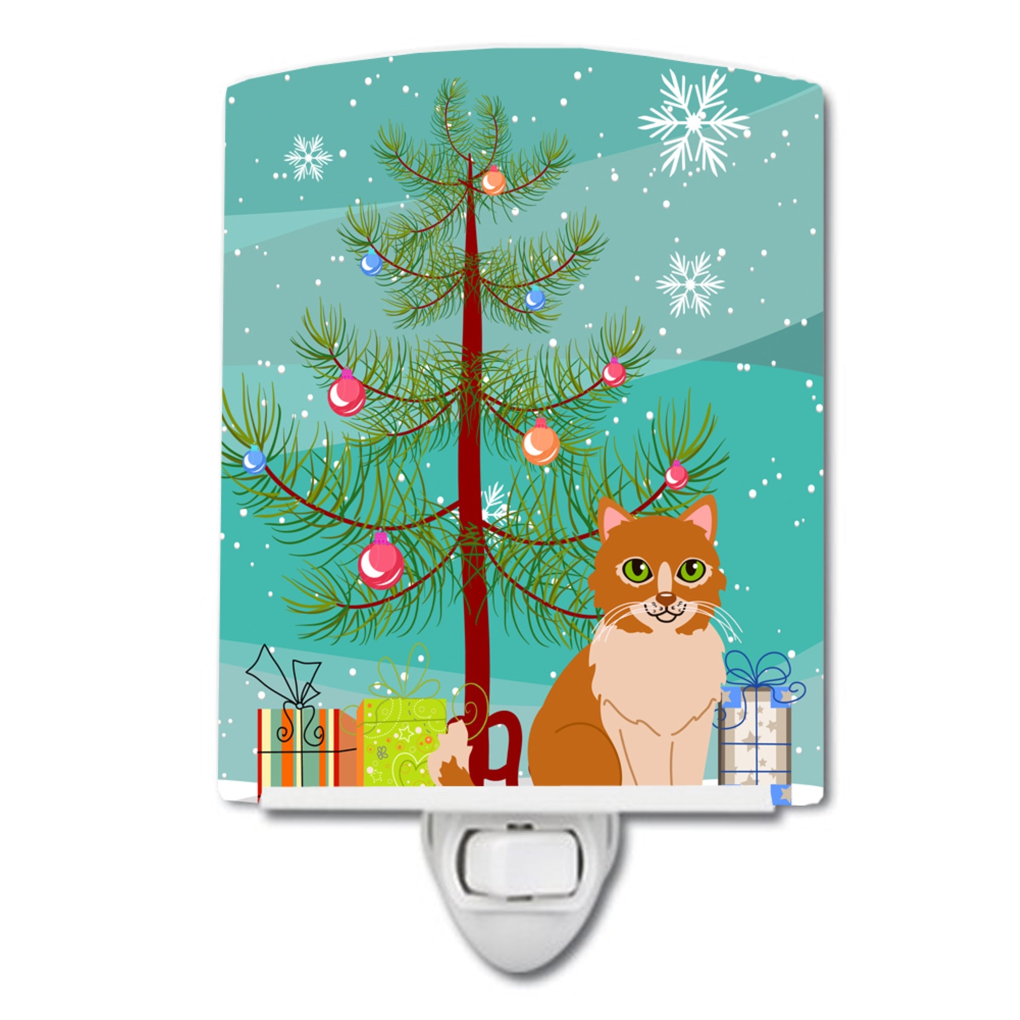  inchCarolines Treasures Merry Christmas Tree Ural Rex Cat Ceramic Night Light, 6x4, Multicolor inch