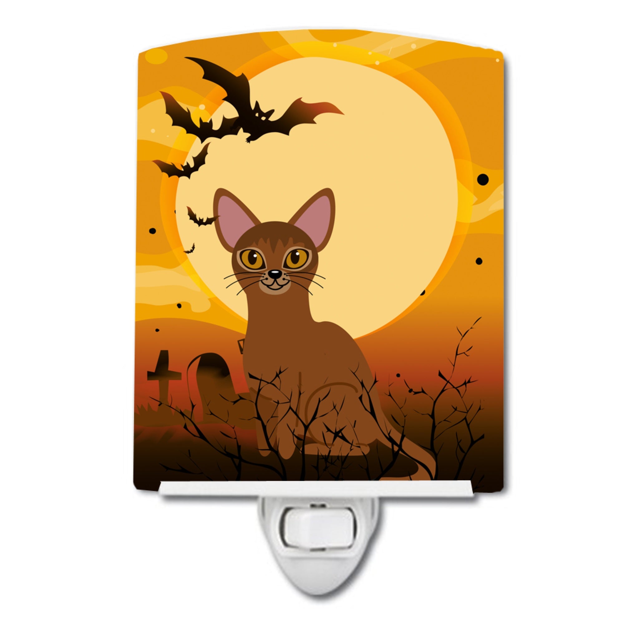  inchCarolines Treasures Halloween Abyssinian Cat Ceramic Night Light, 6x4, Multicolor inch