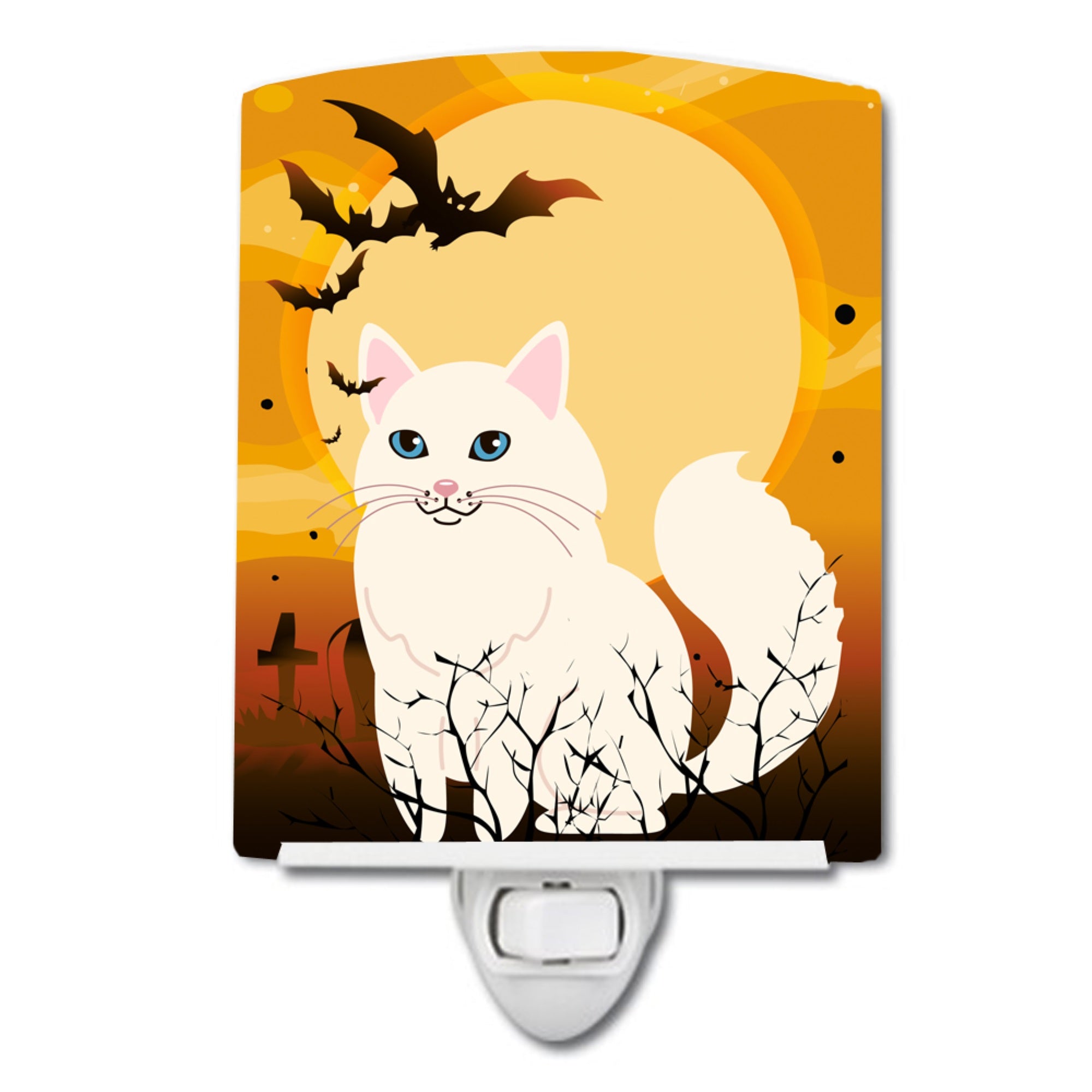  inchCarolines Treasures Halloween Turkish Angora Cat Ceramic Night Light, 6x4, Multicolor inch