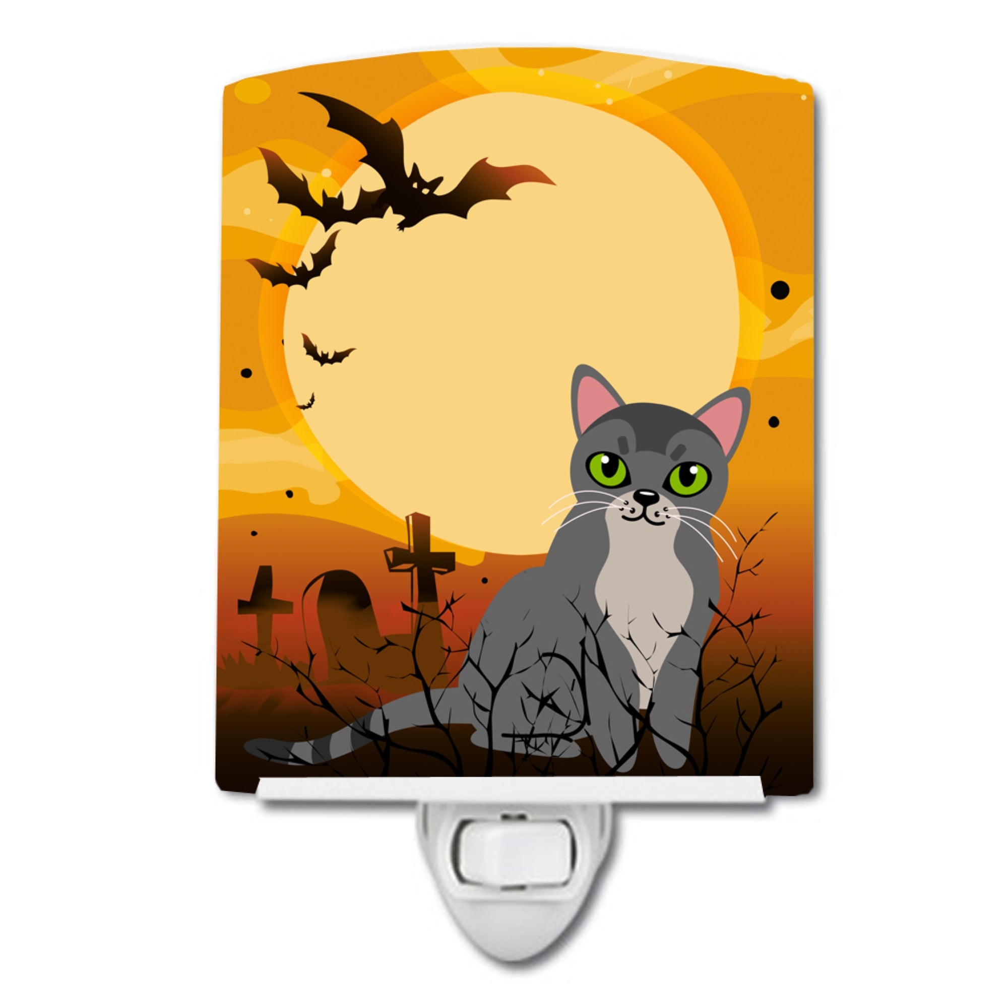  inchCarolines Treasures Halloween Asian Cat Ceramic Night Light, 6x4, Multicolor inch
