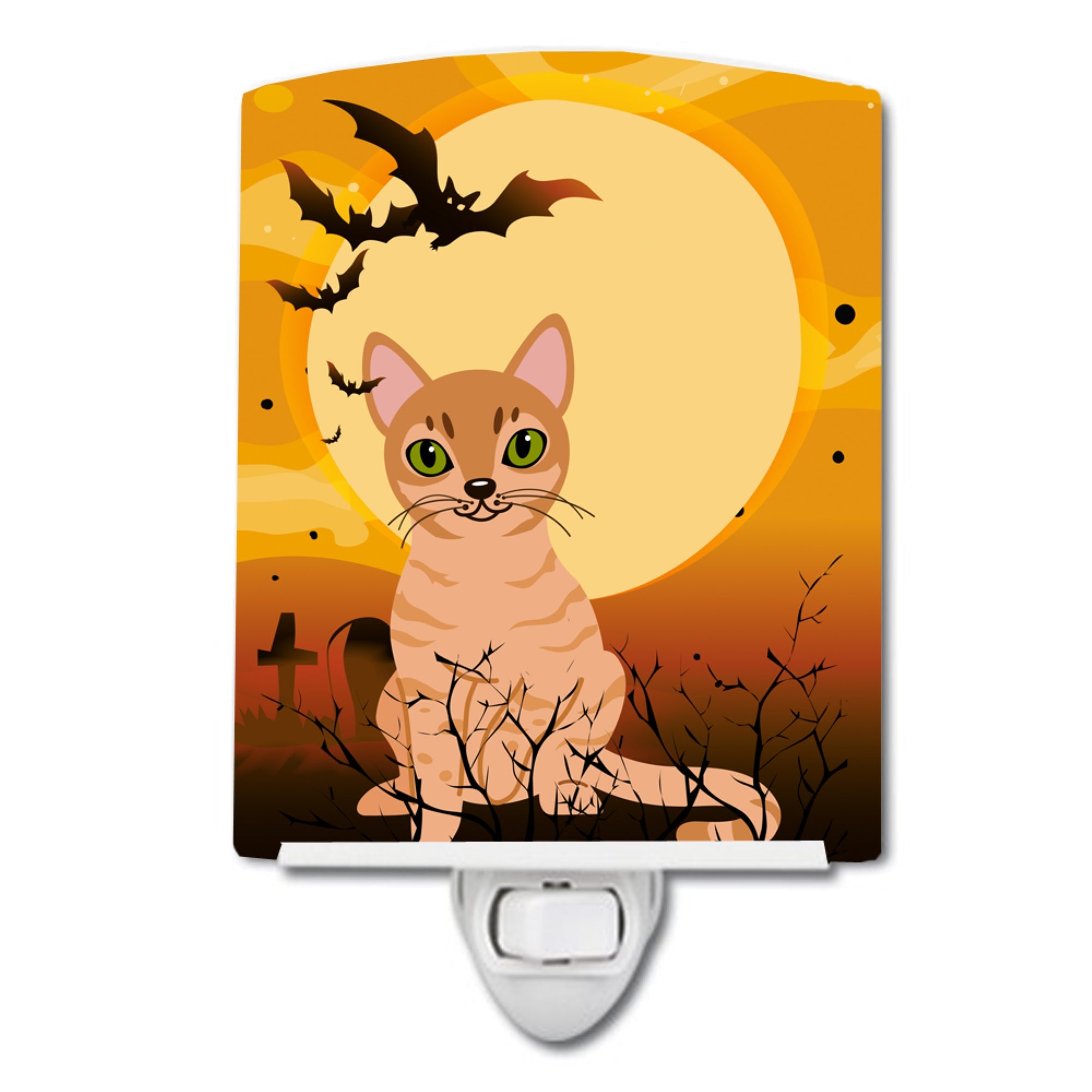  inchCarolines Treasures Halloween Australian Mist Cat Ceramic Night Light, 6x4, Multicolor inch