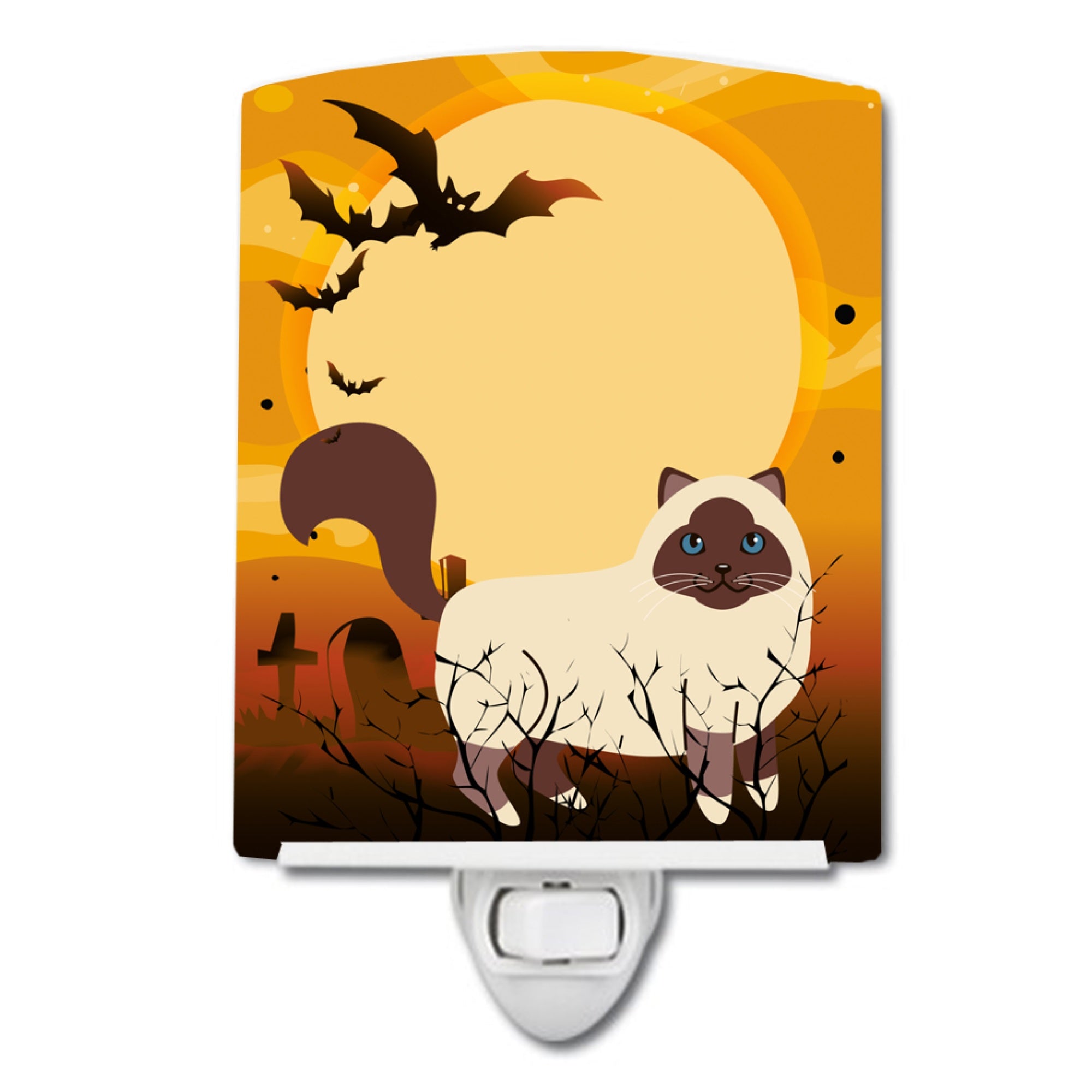  inchCarolines Treasures Halloween Birman Cat Ceramic Night Light, 6x4, Multicolor inch