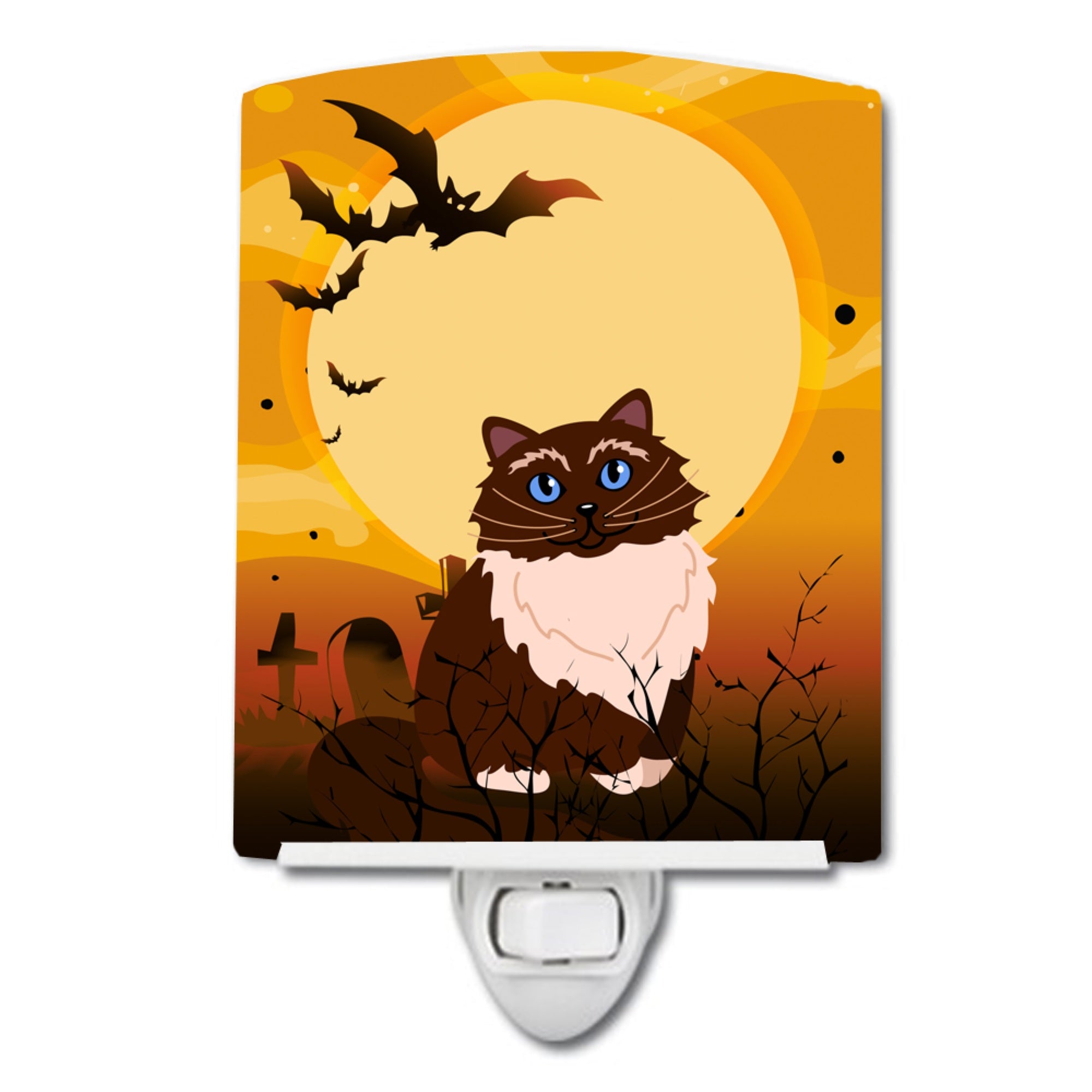  inchCarolines Treasures Halloween Himalayan Cat Ceramic Night Light, 6x4, Multicolor inch