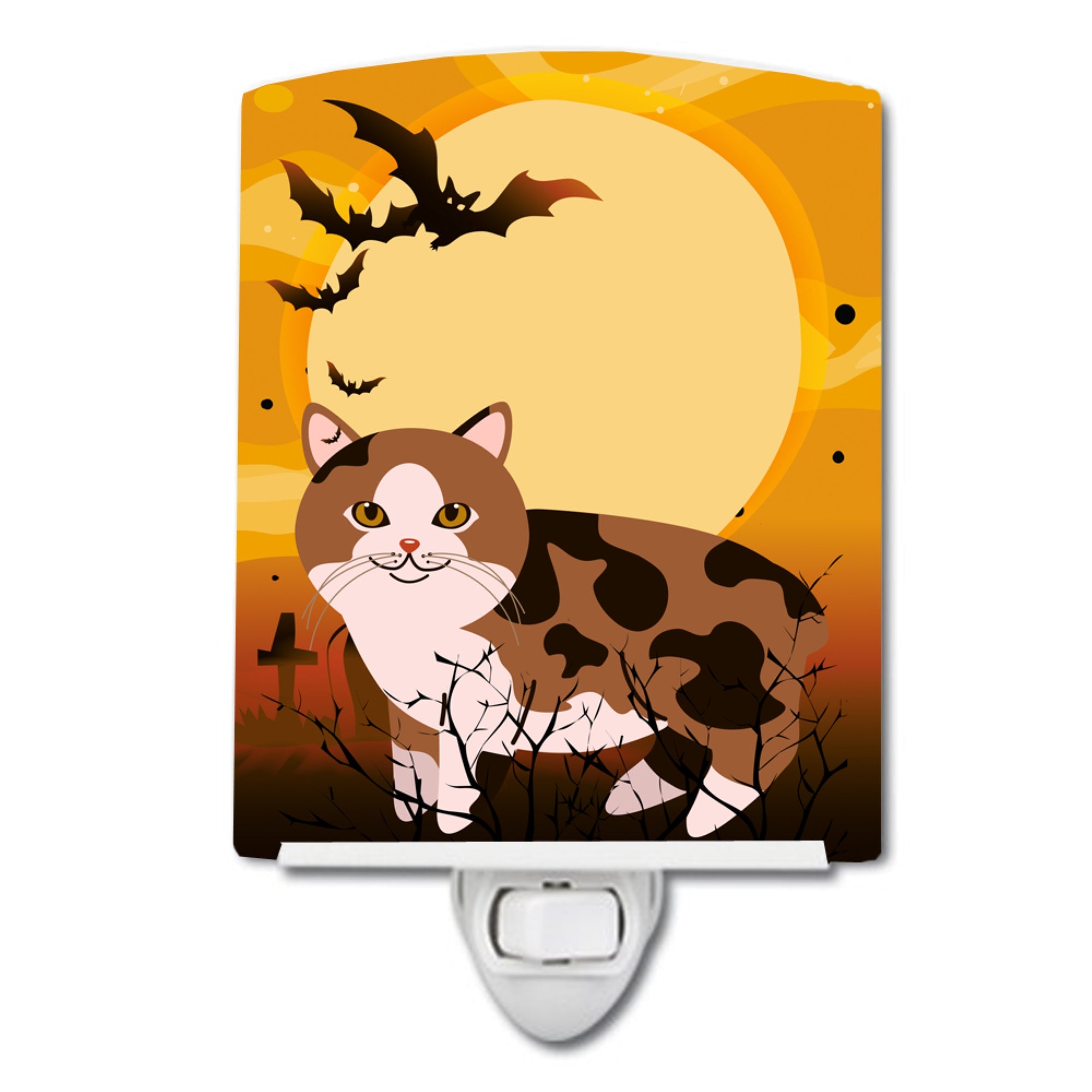  inchCarolines Treasures Halloween Manx Cat Ceramic Night Light, 6x4, Multicolor inch