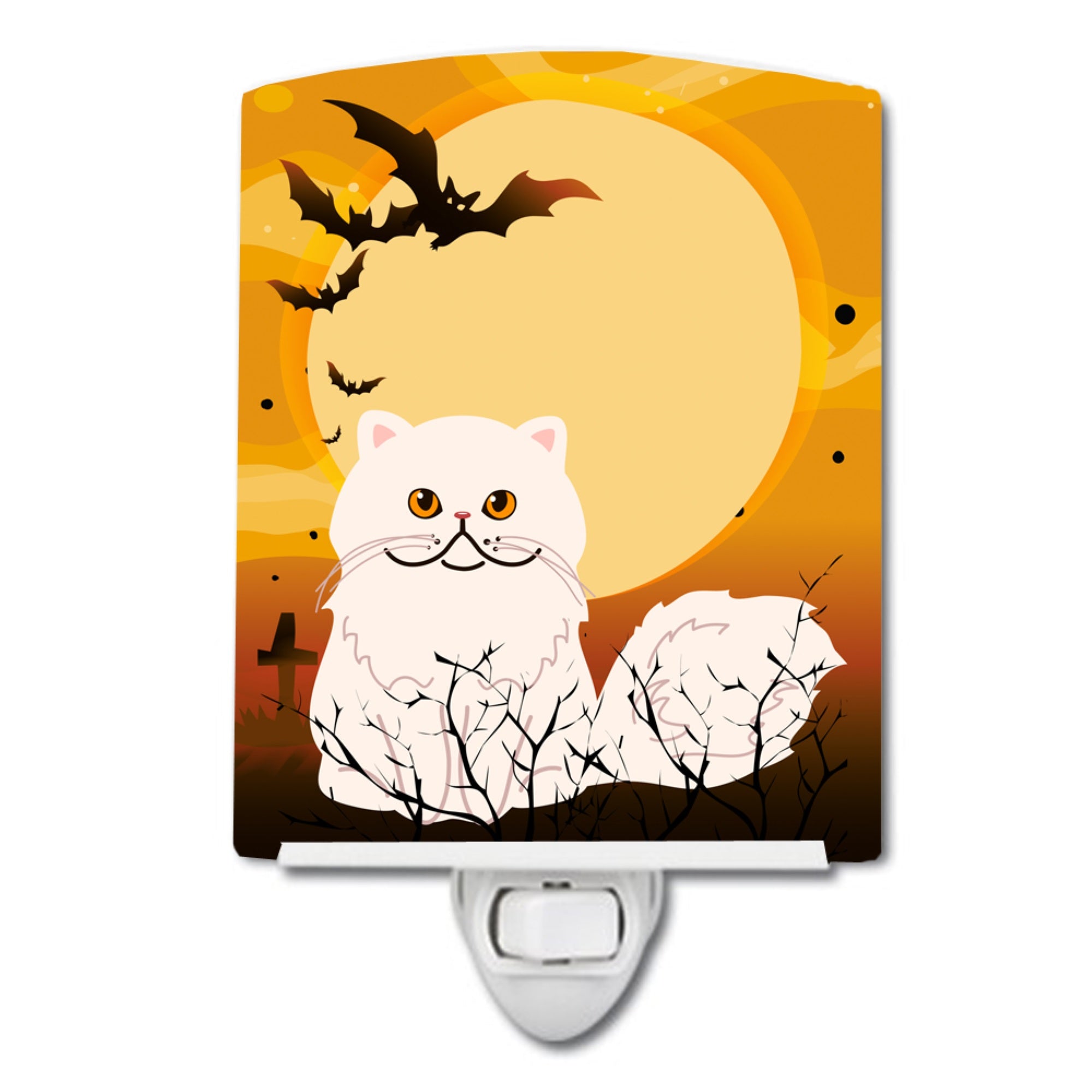  inchCarolines Treasures Halloween Persian Cat Ceramic Night Light, 6x4, Multicolor inch