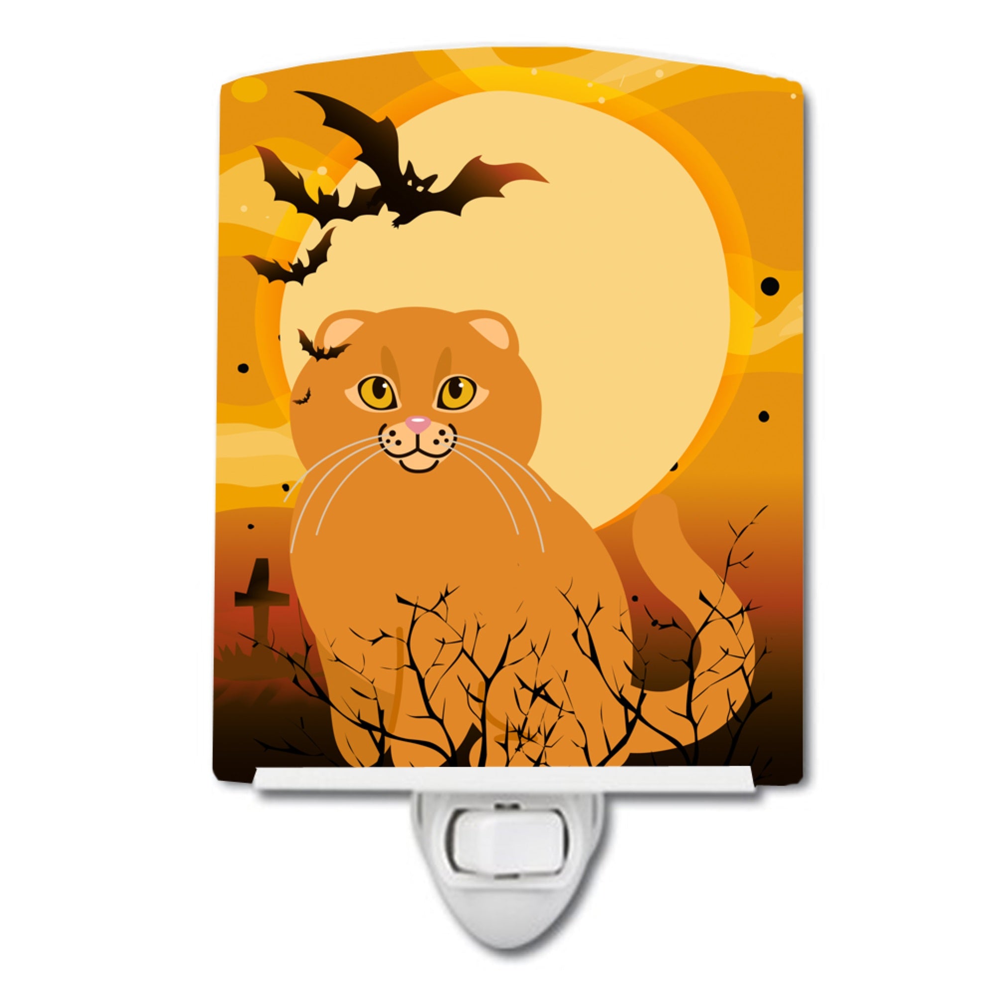  inchCarolines Treasures Halloween Scottish Fold Cat Ceramic Night Light, 6x4, Multicolor inch