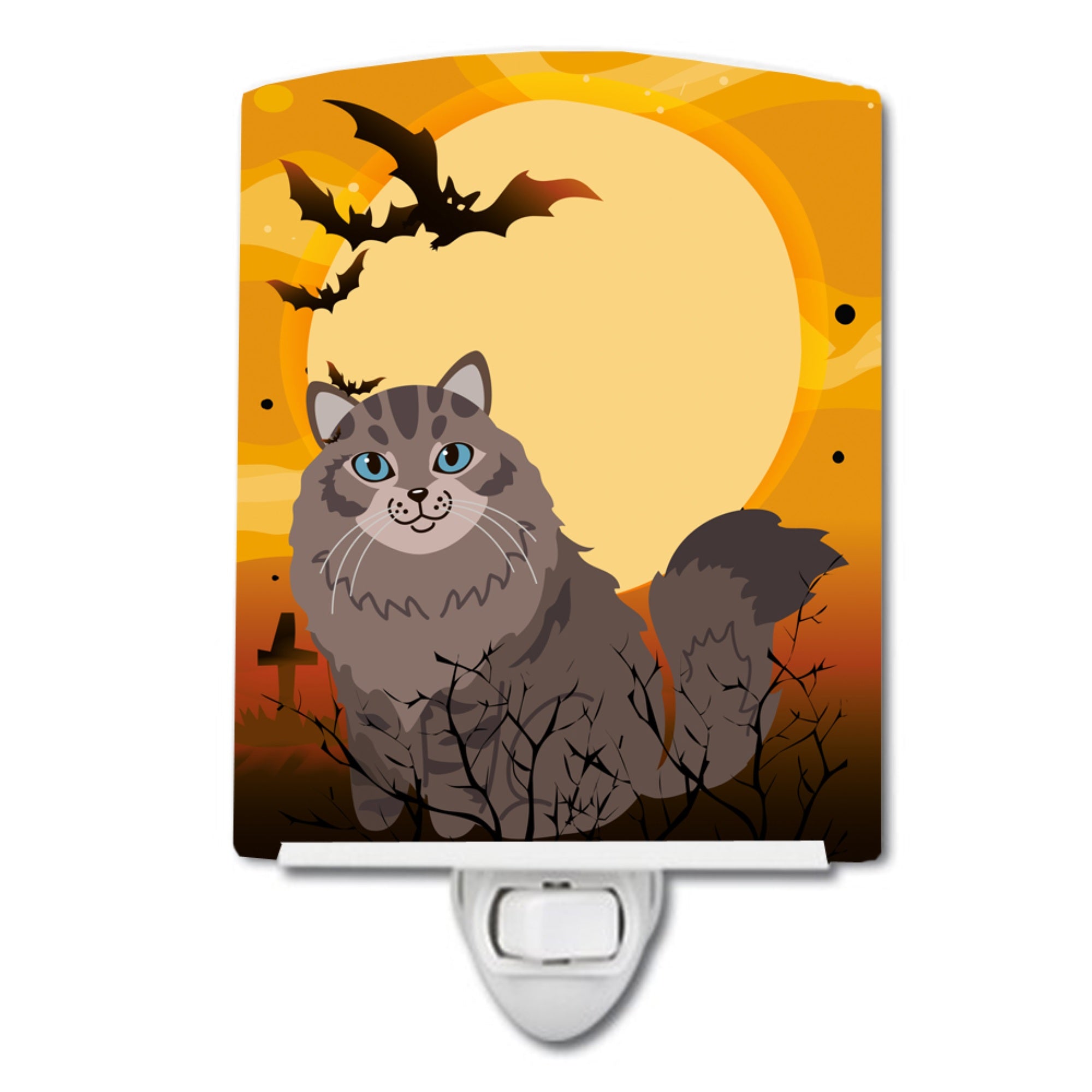  inchCarolines Treasures Halloween Siberian Cat Ceramic Night Light, 6x4, Multicolor inch