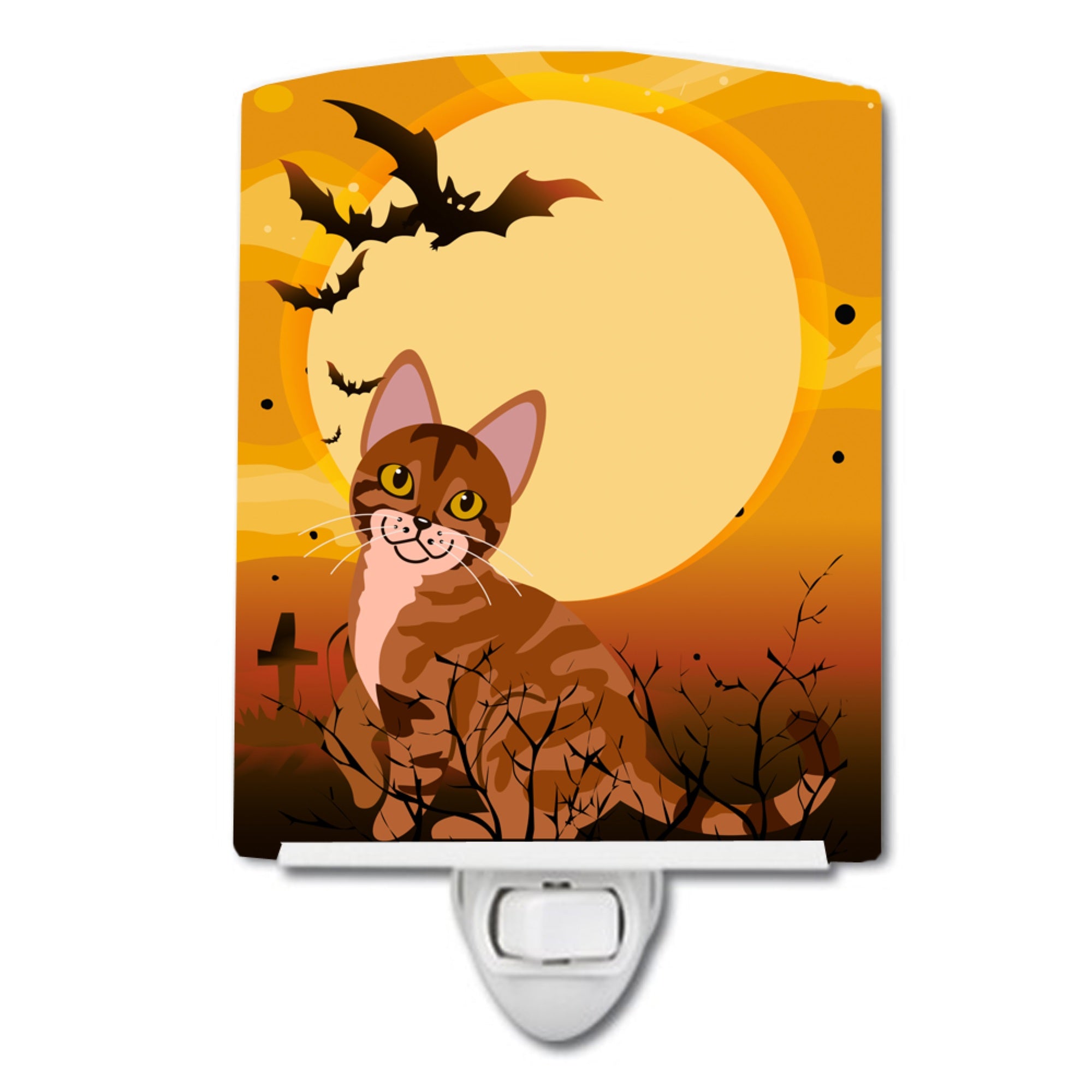  inchCarolines Treasures Halloween Sokoke Cat Ceramic Night Light, 6x4, Multicolor inch