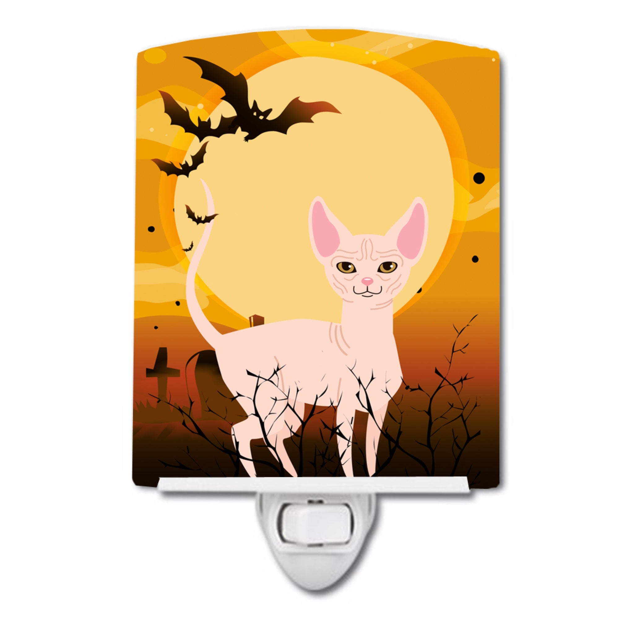  inchCarolines Treasures Halloween Sphynx Cat Ceramic Night Light, 6x4, Multicolor inch