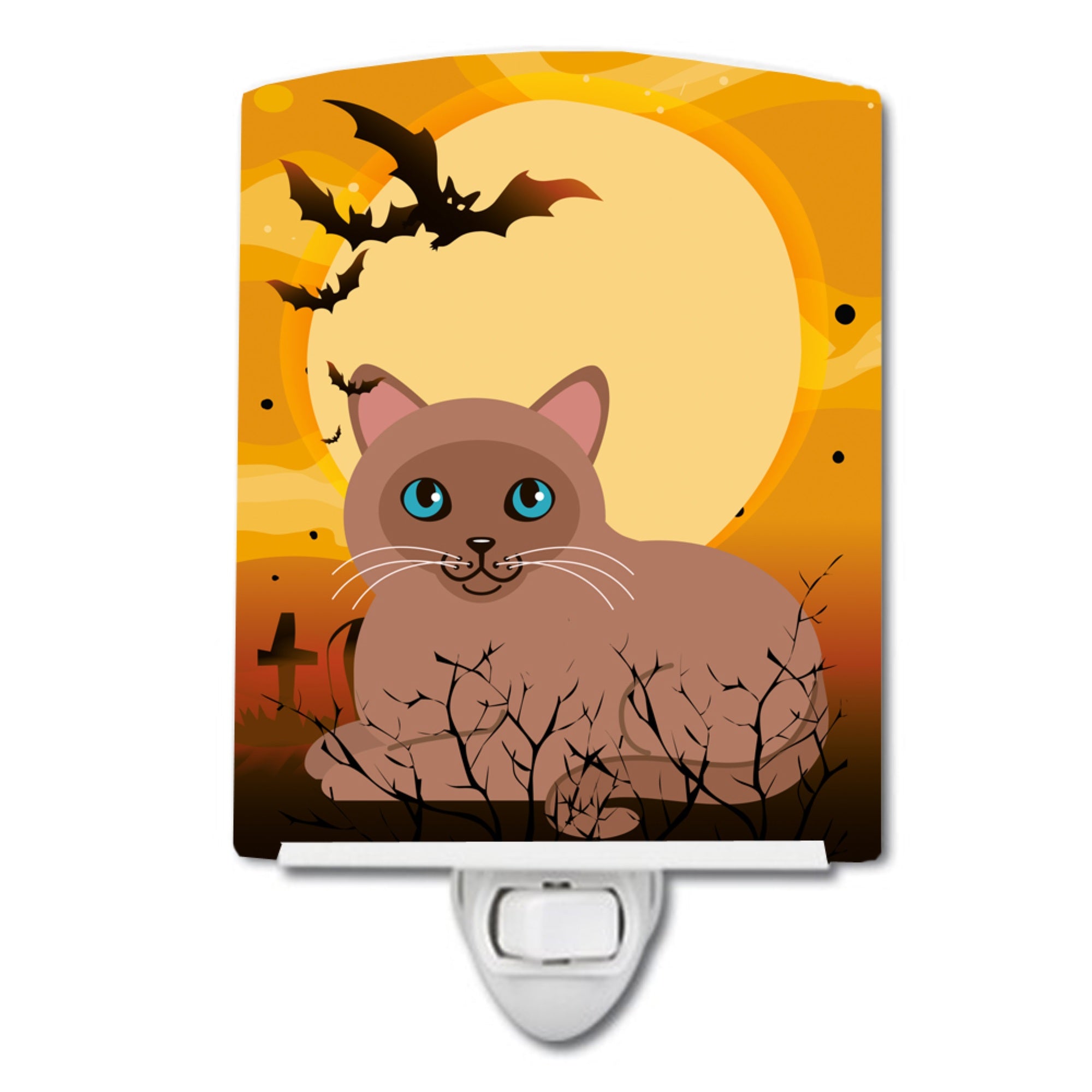  inchCarolines Treasures Halloween Tonkinese Cat Ceramic Night Light, 6x4, Multicolor inch