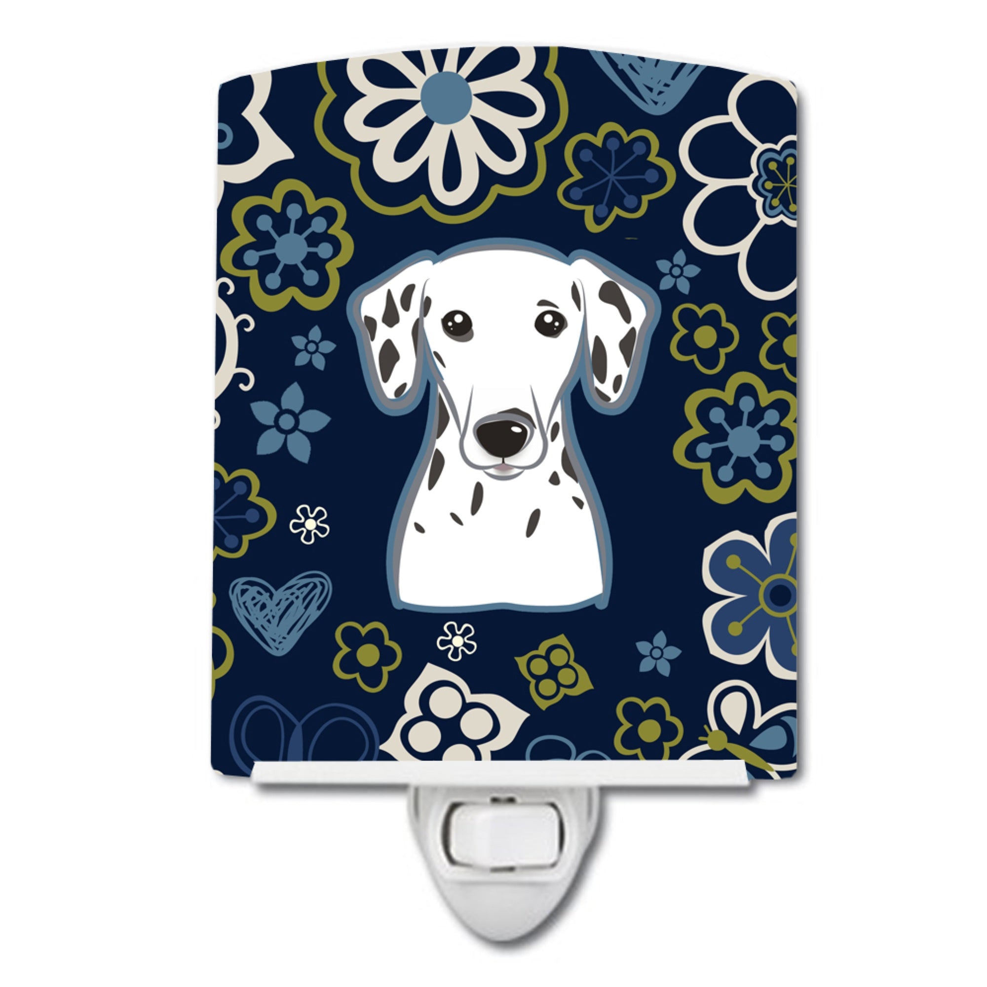  inchCarolines Treasures Blue Flowers Dalmatian Ceramic Night Light, 6x4, Multicolor inch