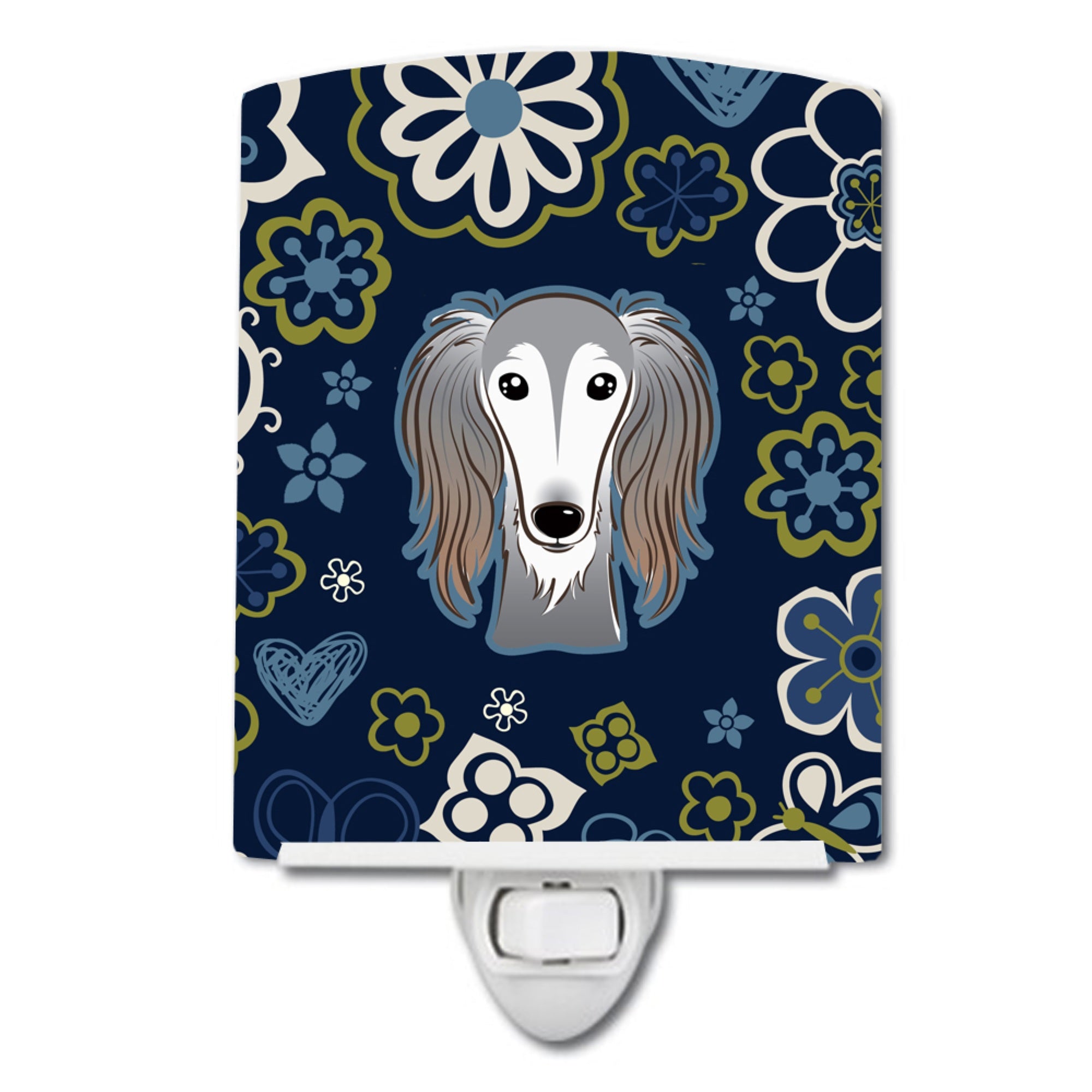  inchCarolines Treasures Blue Flowers Saluki Ceramic Night Light, 6x4, Multicolor inch