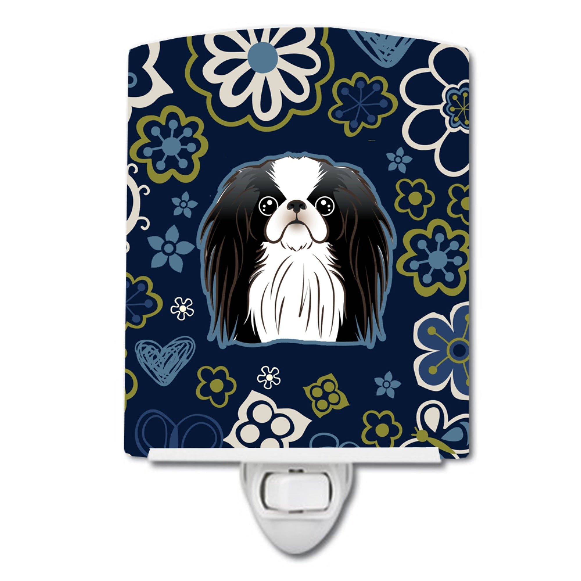  inchCarolines Treasures Blue Flowers Japanese Chin Ceramic Night Light, 6x4, Multicolor inch