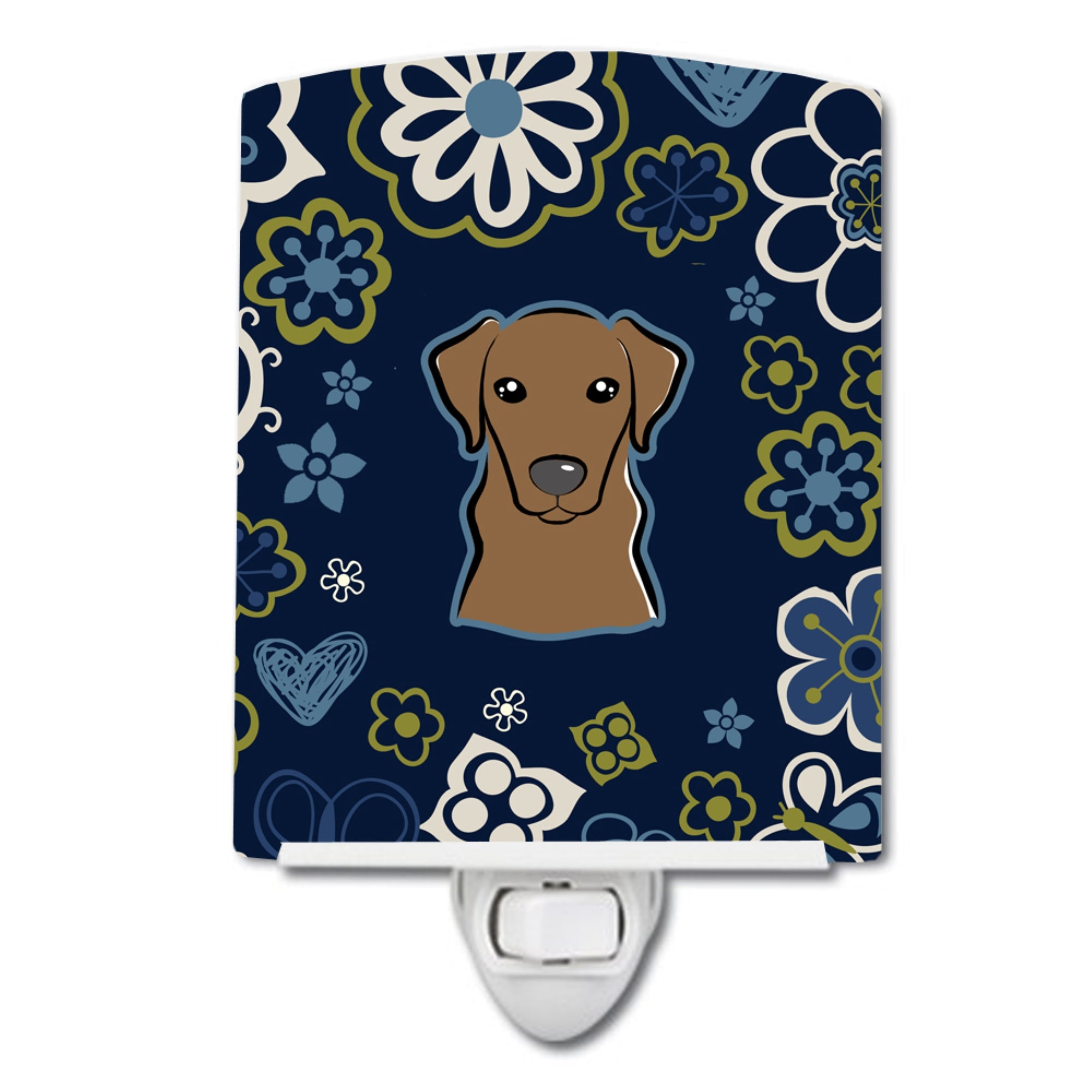 inchCarolines Treasures Blue Flowers Chocolate Labrador Ceramic Night Light, 6x4, Multicolor inch