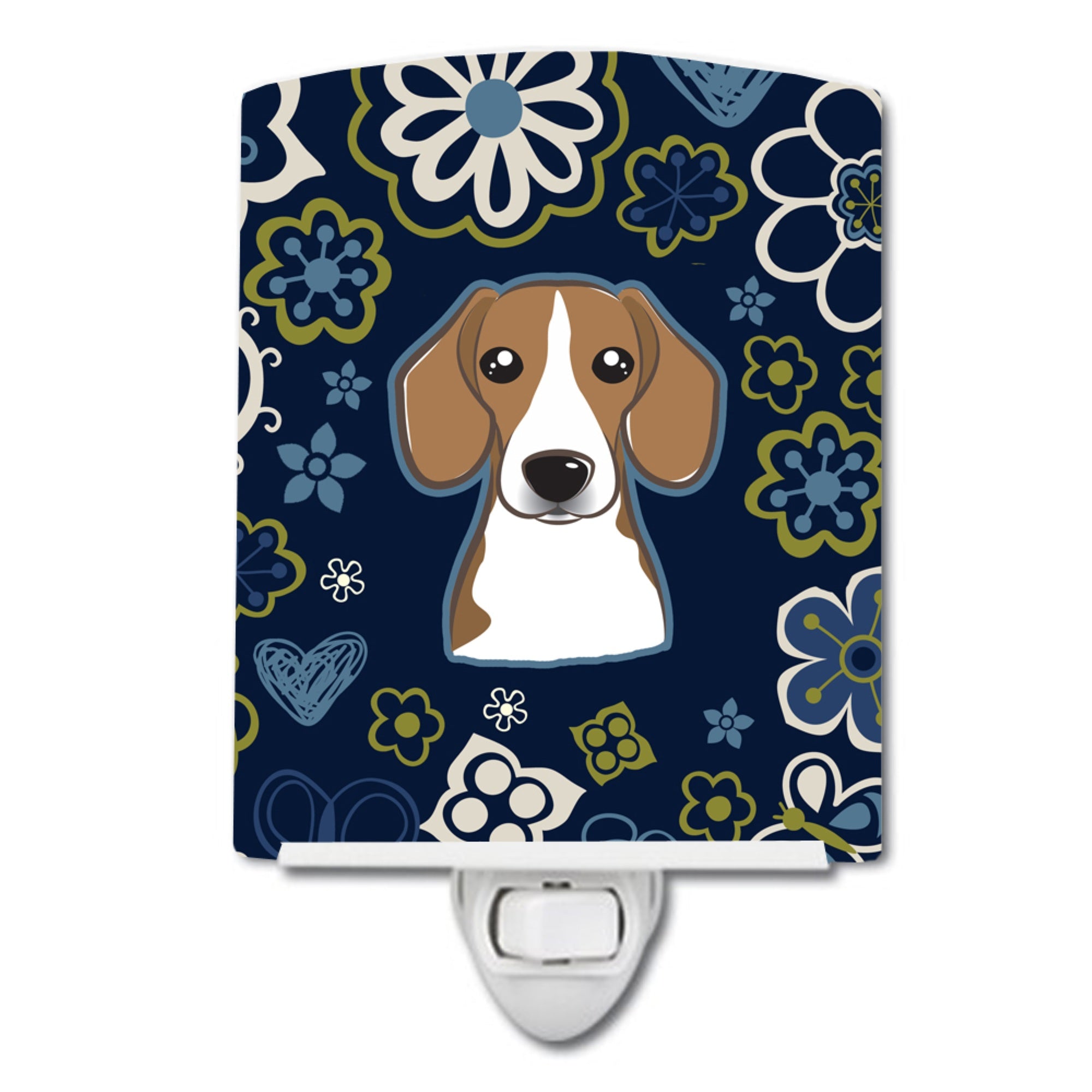  inchCarolines Treasures Blue Flowers Beagle Ceramic Night Light, 6x4, Multicolor inch