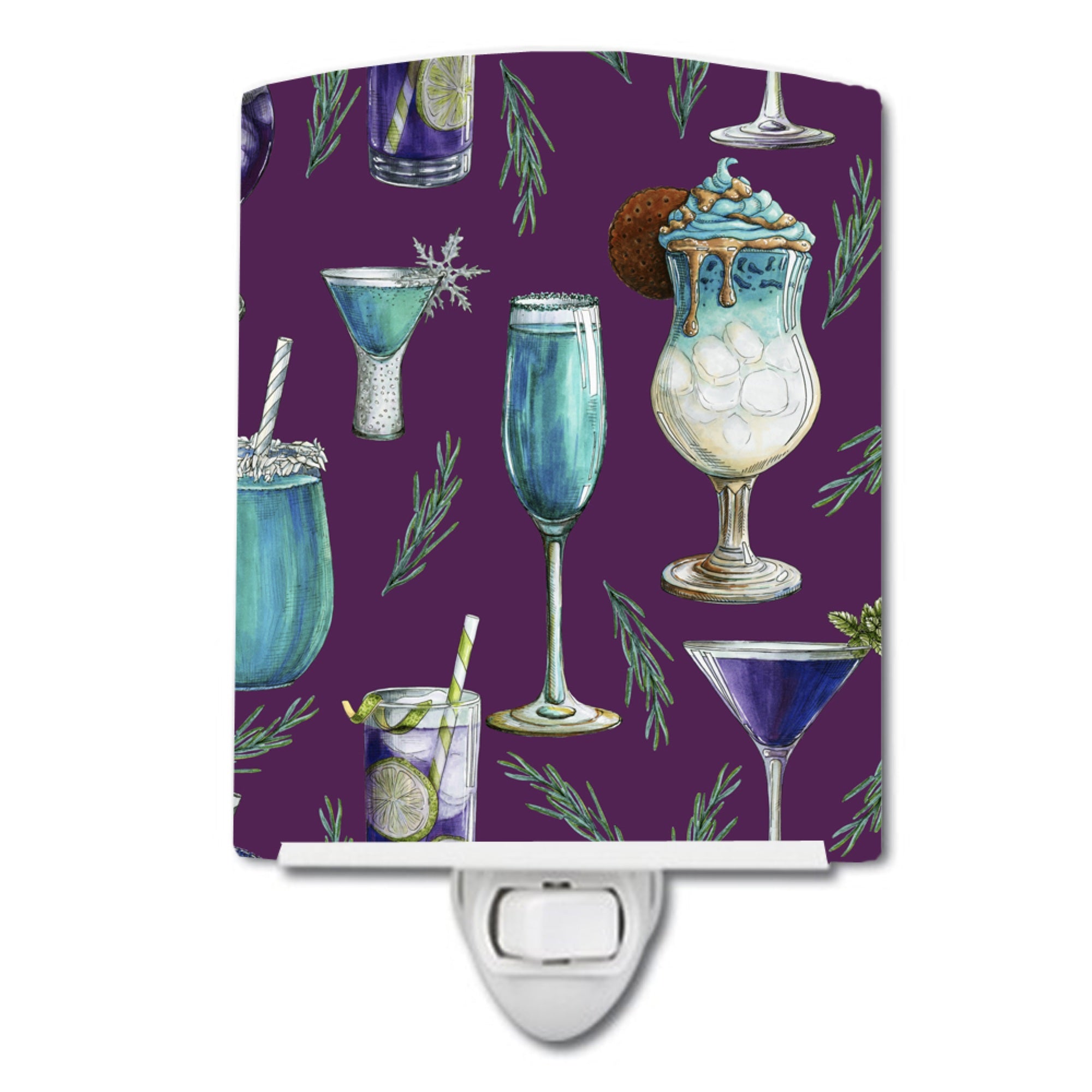  inchCarolines Treasures Drinks and Cocktails Purple Ceramic Night Light, 6x4, Multicolor inch