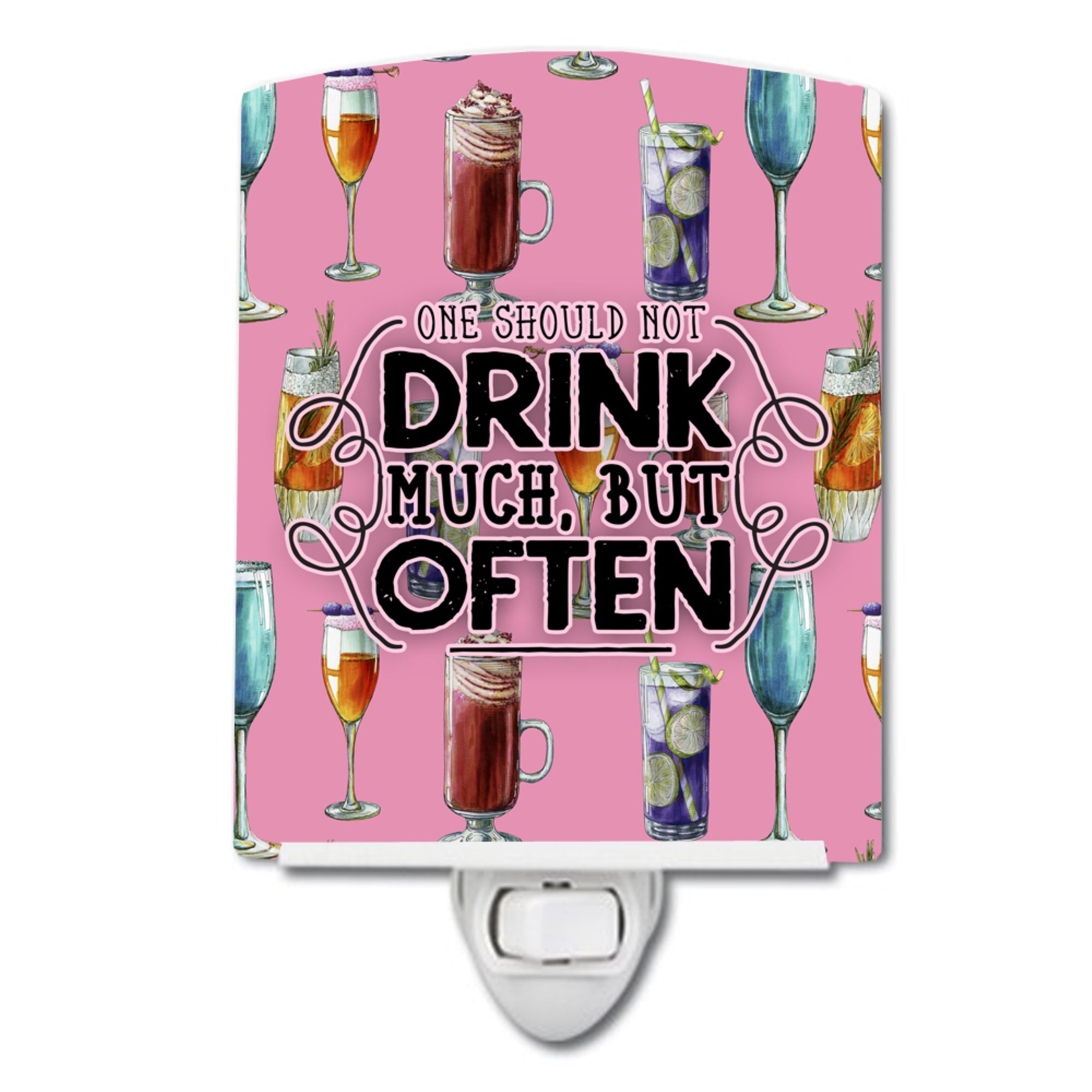  inchCarolines Treasures Coctails Drink Often Sign Ceramic Night Light, 6x4, Multicolor inch