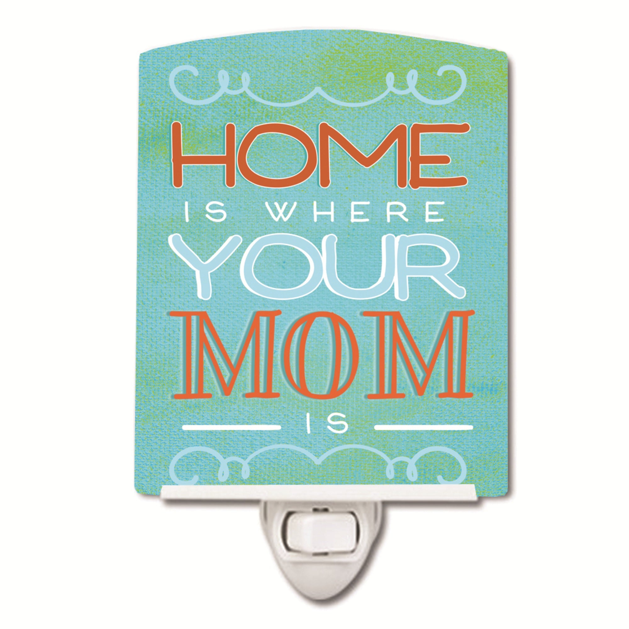  inchCarolines Treasures Home is Where Mom Is Blue Ceramic Night Light, 6x4, Multicolor inch