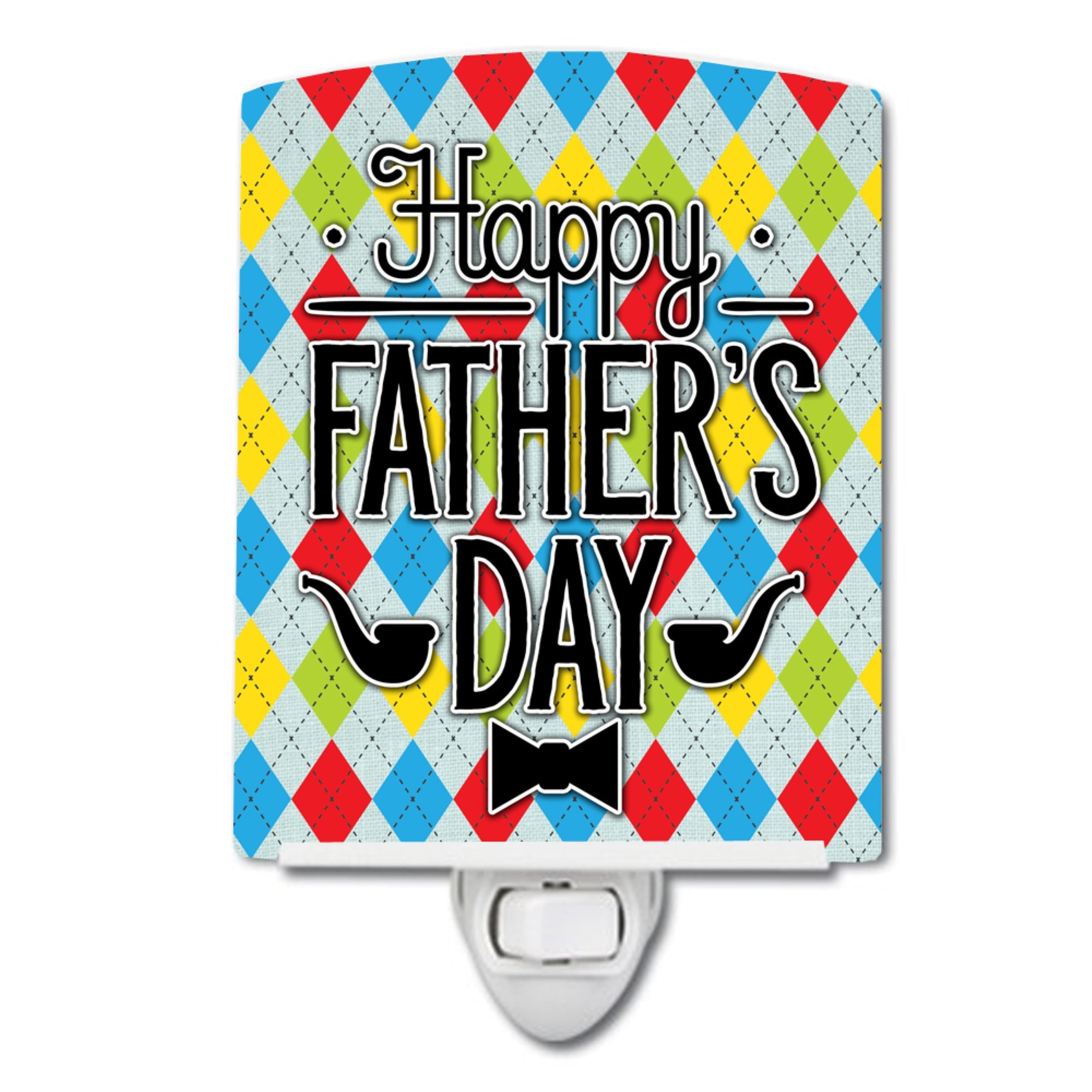  inchCarolines Treasures Happy Fathers Day Argyle Ceramic Night Light, 6x4, Multicolor inch