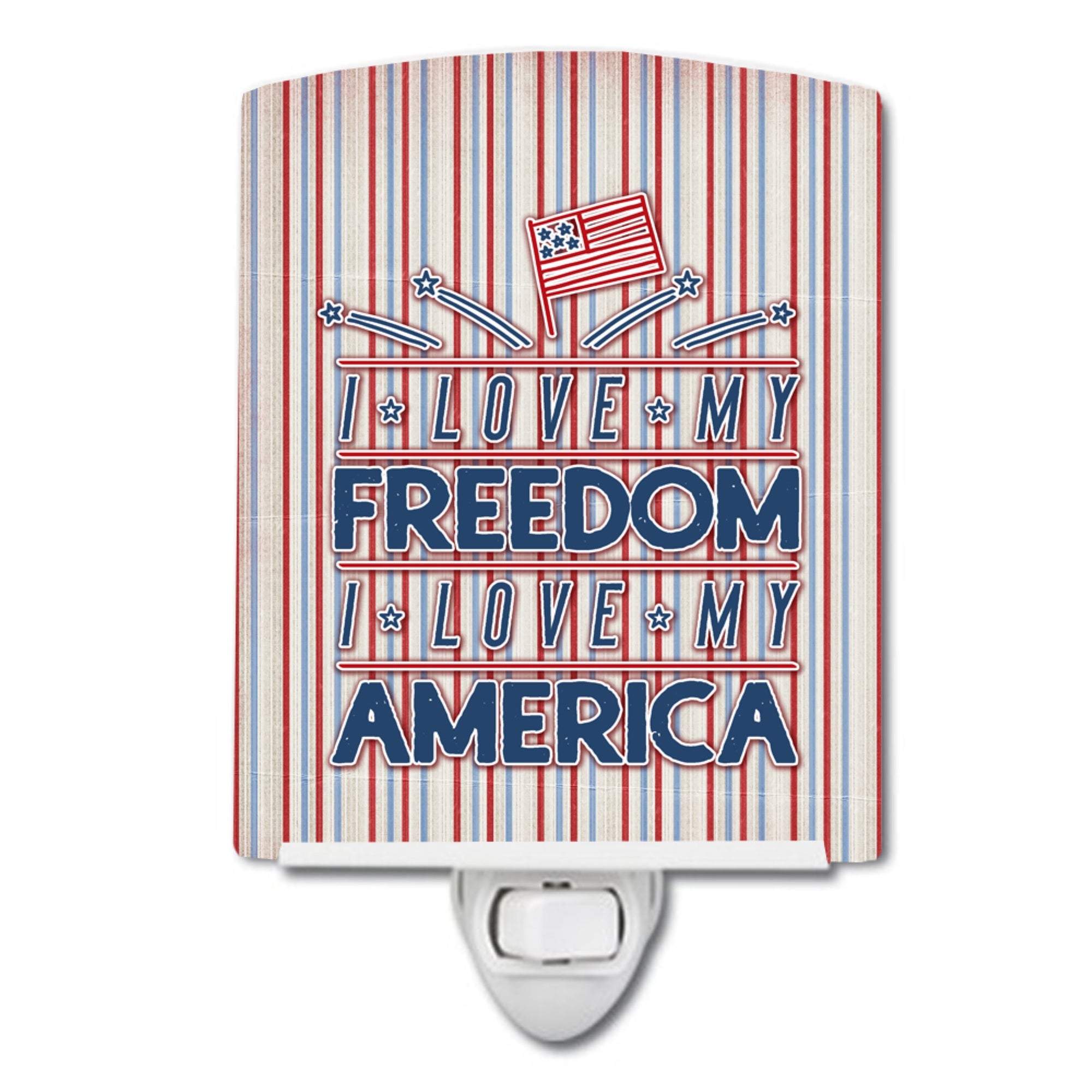  inchCarolines Treasures Freedom I Love America Ceramic Night Light, 6x4, Multicolor inch