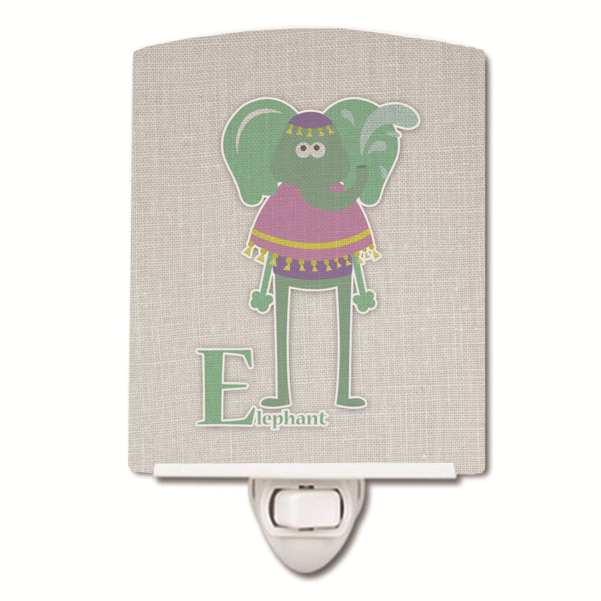  inchCarolines Treasures Alphabet E for Elephant Ceramic Night Light, 6x4, Multicolor inch