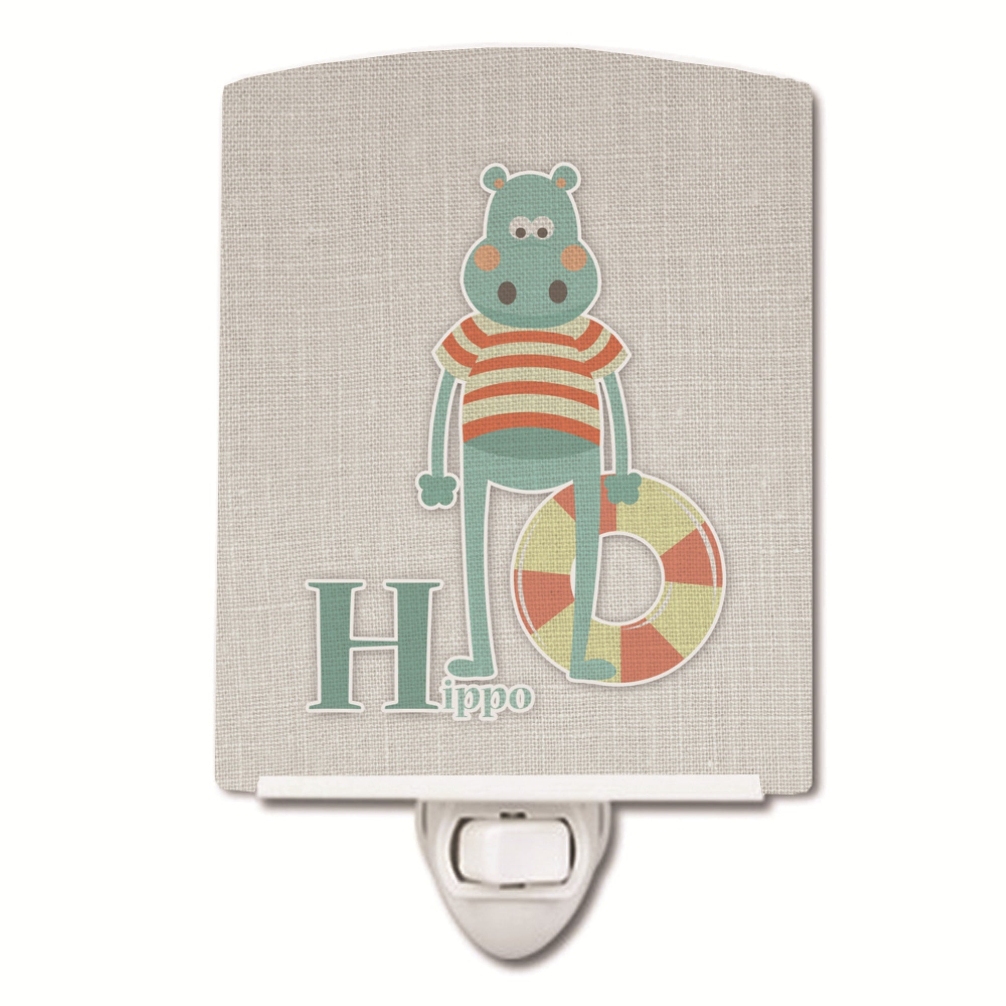  inchCarolines Treasures Alphabet H for Hippopotamus Ceramic Night Light, 6x4, Multicolor inch