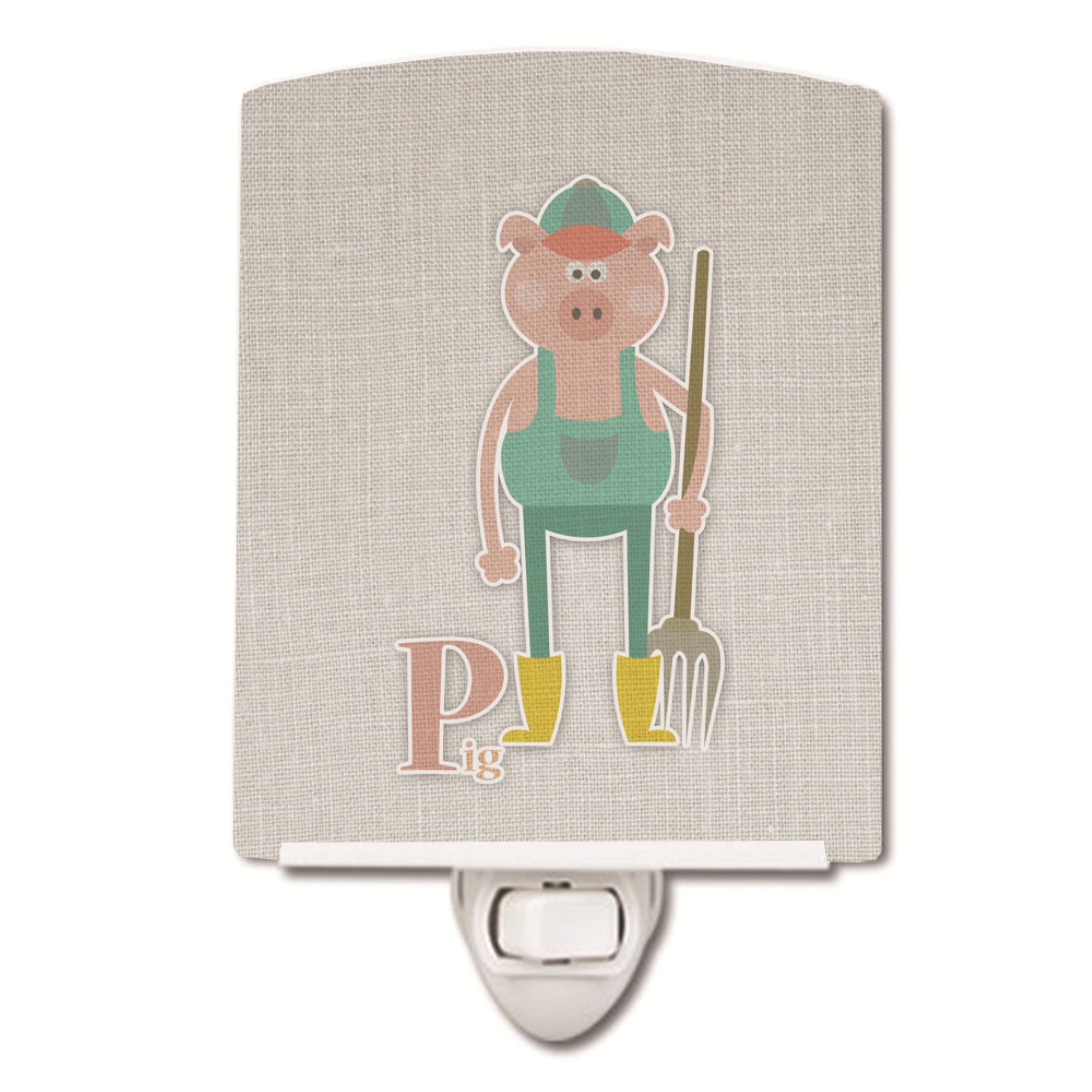  inchCarolines Treasures Alphabet P for Pig Ceramic Night Light, 6x4, Multicolor inch