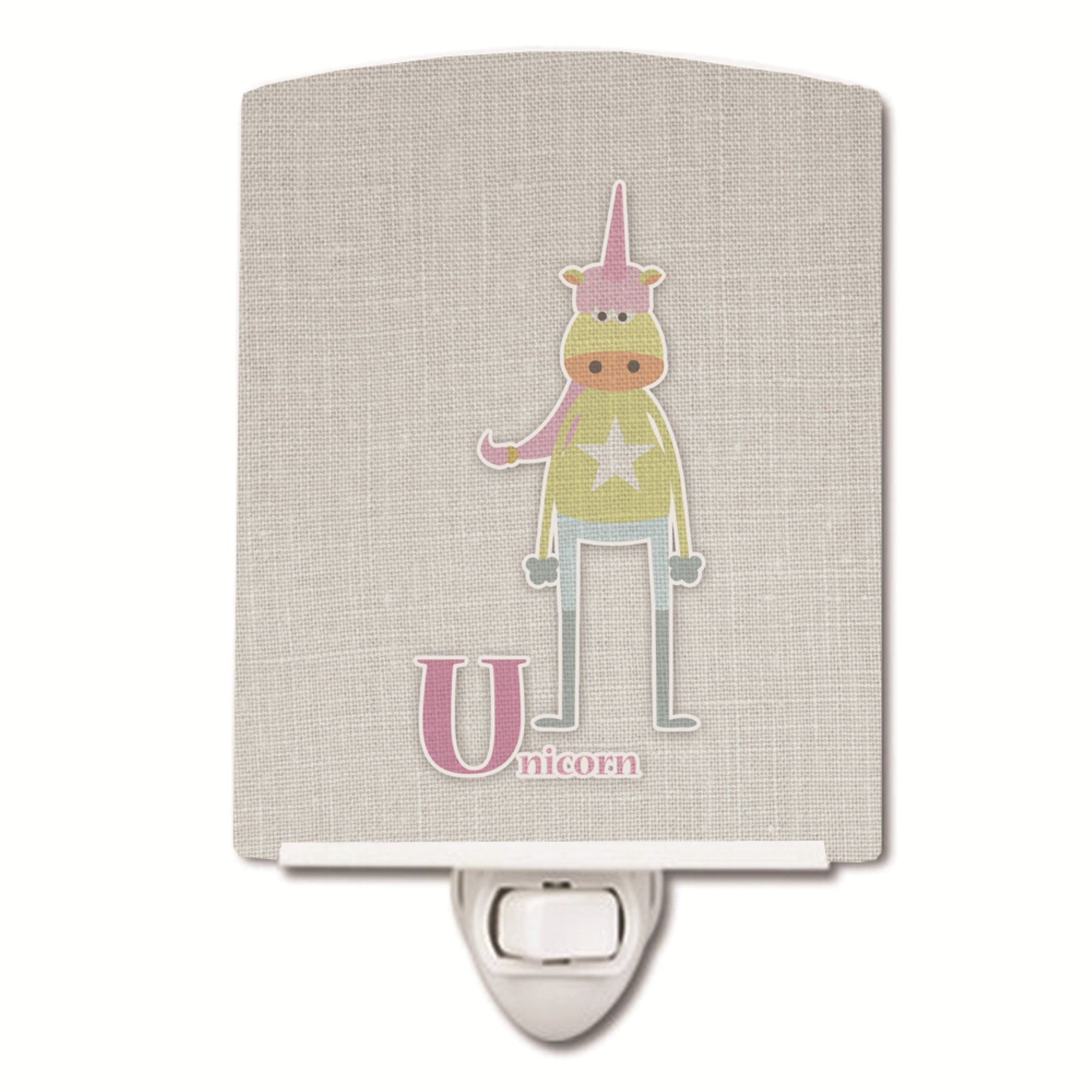  inchCarolines Treasures Alphabet U for Unicorn Ceramic Night Light, 6x4, Multicolor inch