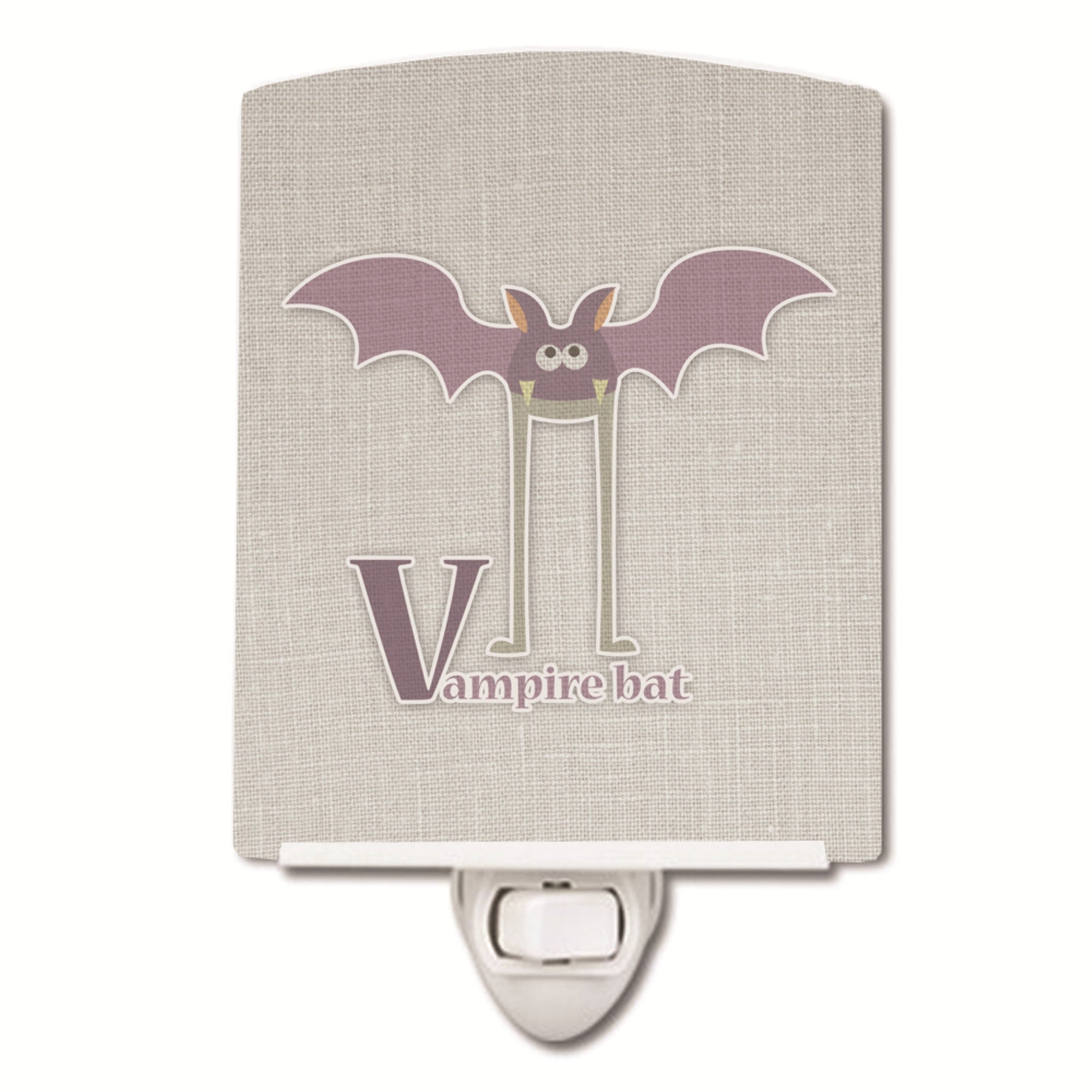  inchCarolines Treasures Alphabet V for Vampire Bat Ceramic Night Light, 6x4, Multicolor inch