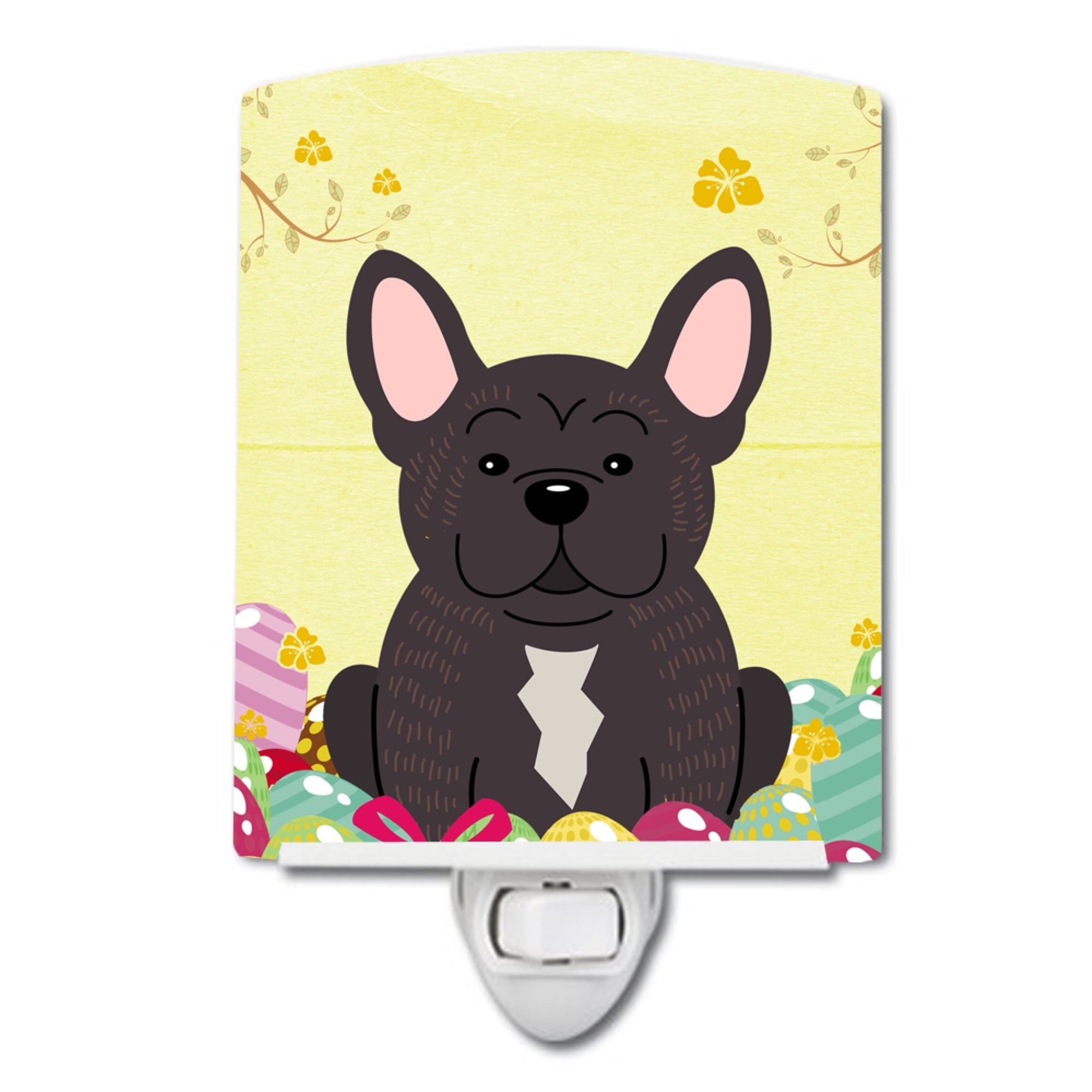 inchCarolines Treasures Easter Eggs French Bulldog Brindle Ceramic Night Light, 6x4, Multicolor inch
