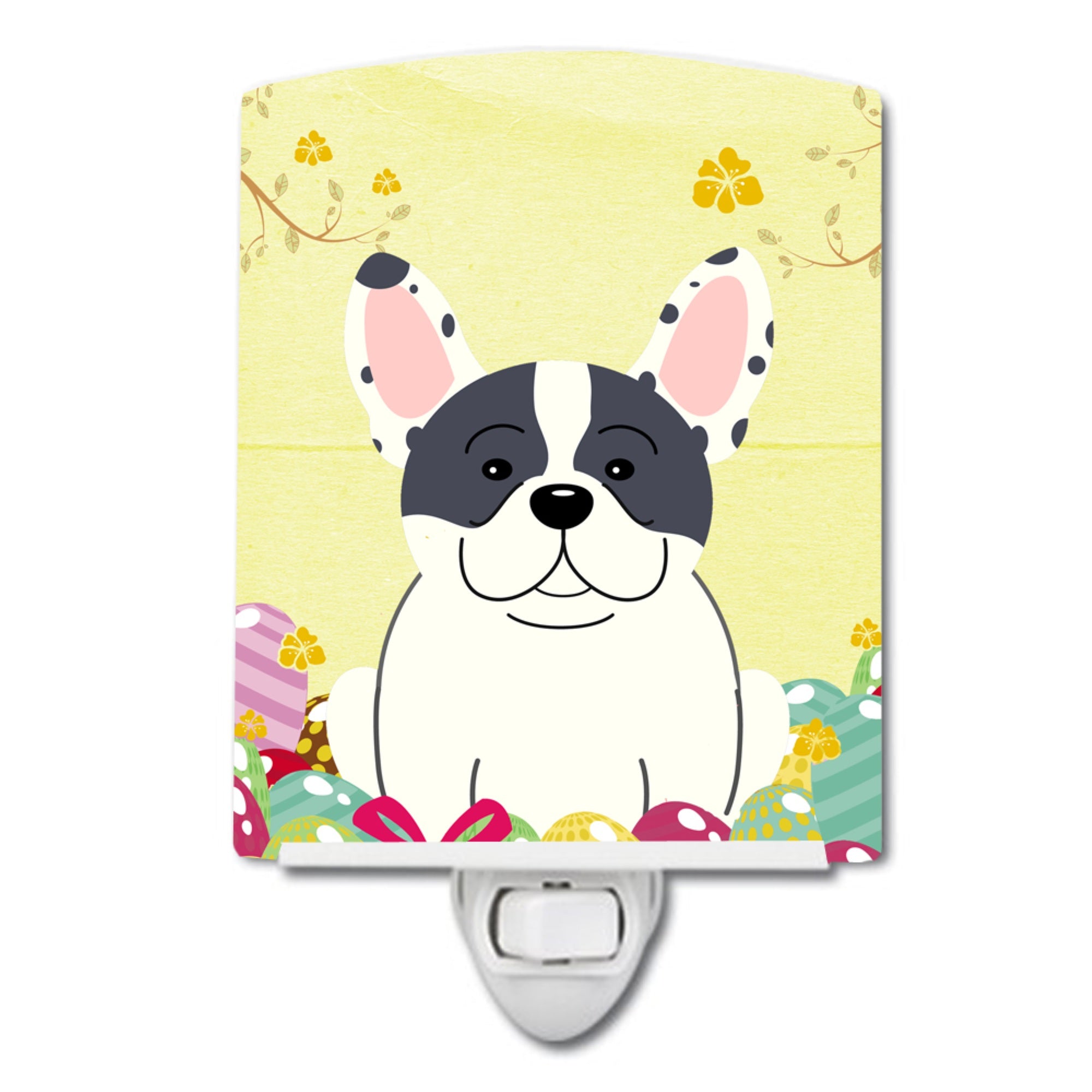  inchCarolines Treasures Easter Eggs French Bulldog Piebald Ceramic Night Light, 6x4, Multicolor inch