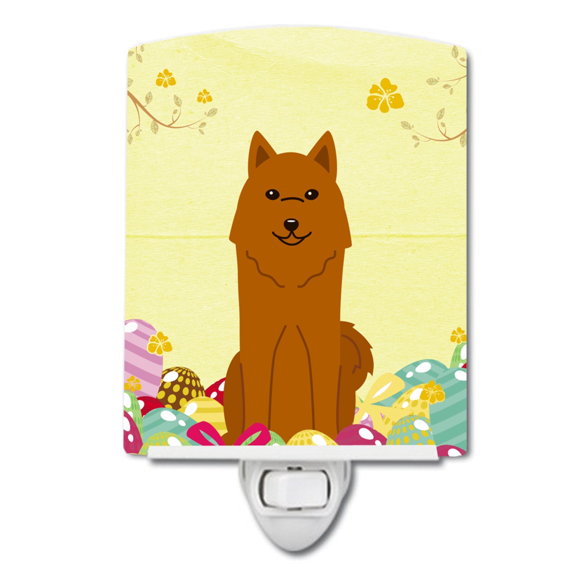  inchCarolines Treasures Easter Eggs Karelian Bear Dog Ceramic Night Light, 6x4, Multicolor inch