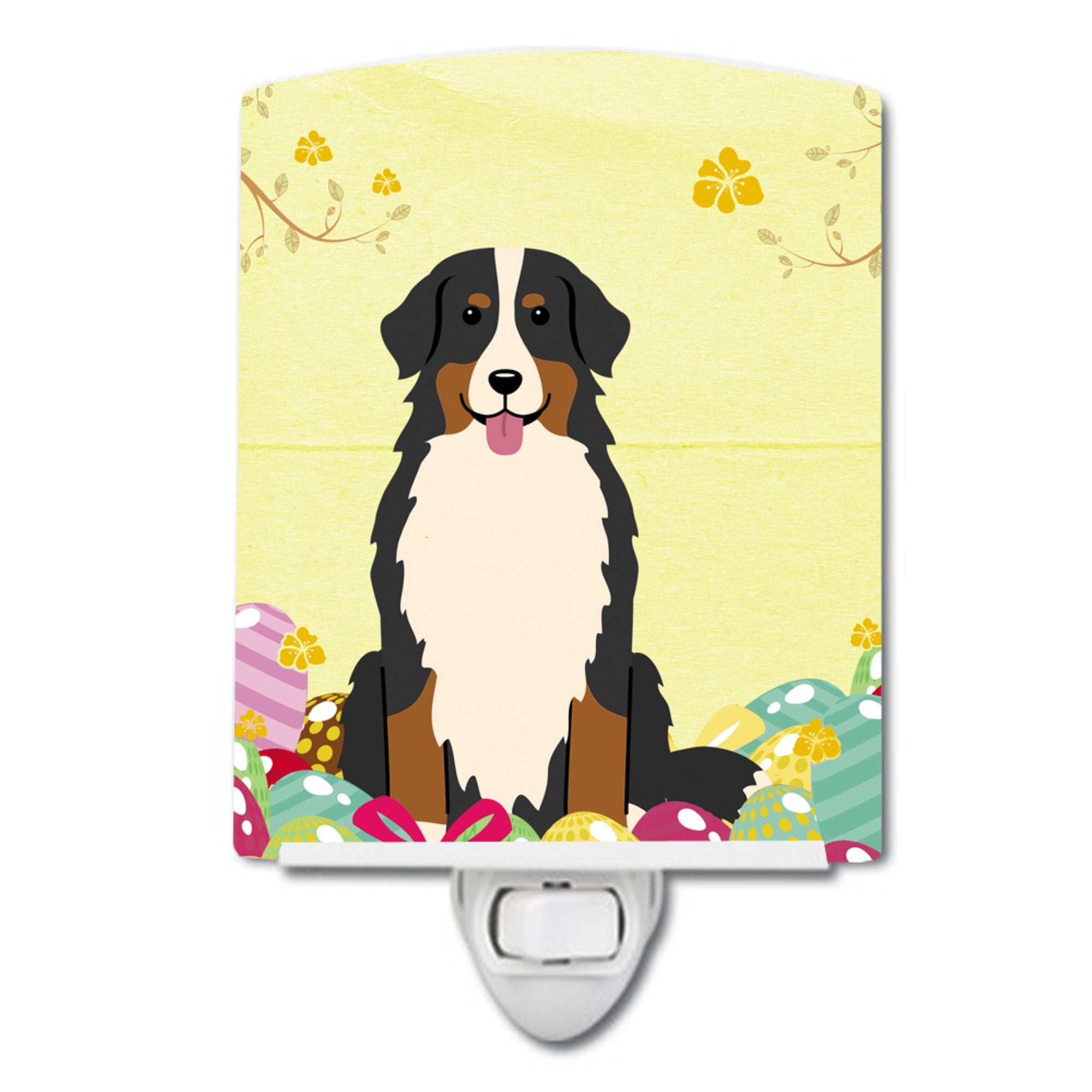  inchCarolines Treasures Easter Eggs Bernese Mountain Dog Ceramic Night Light, 6x4, Multicolor inch