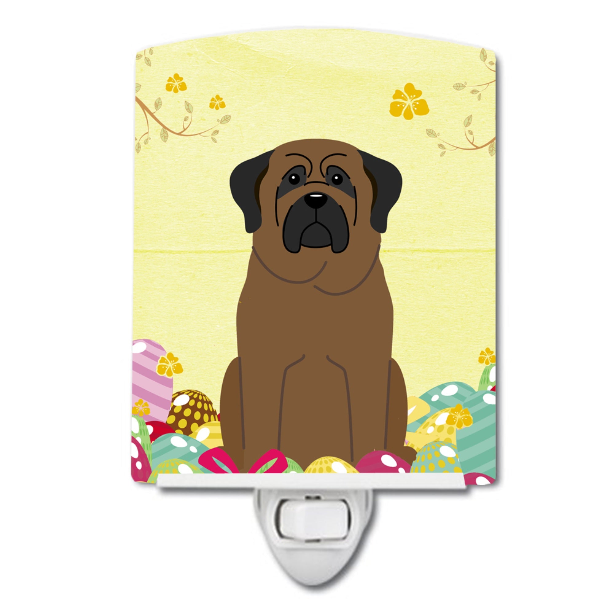  inchCarolines Treasures Easter Eggs Bullmastiff Ceramic Night Light, 6x4, Multicolor inch