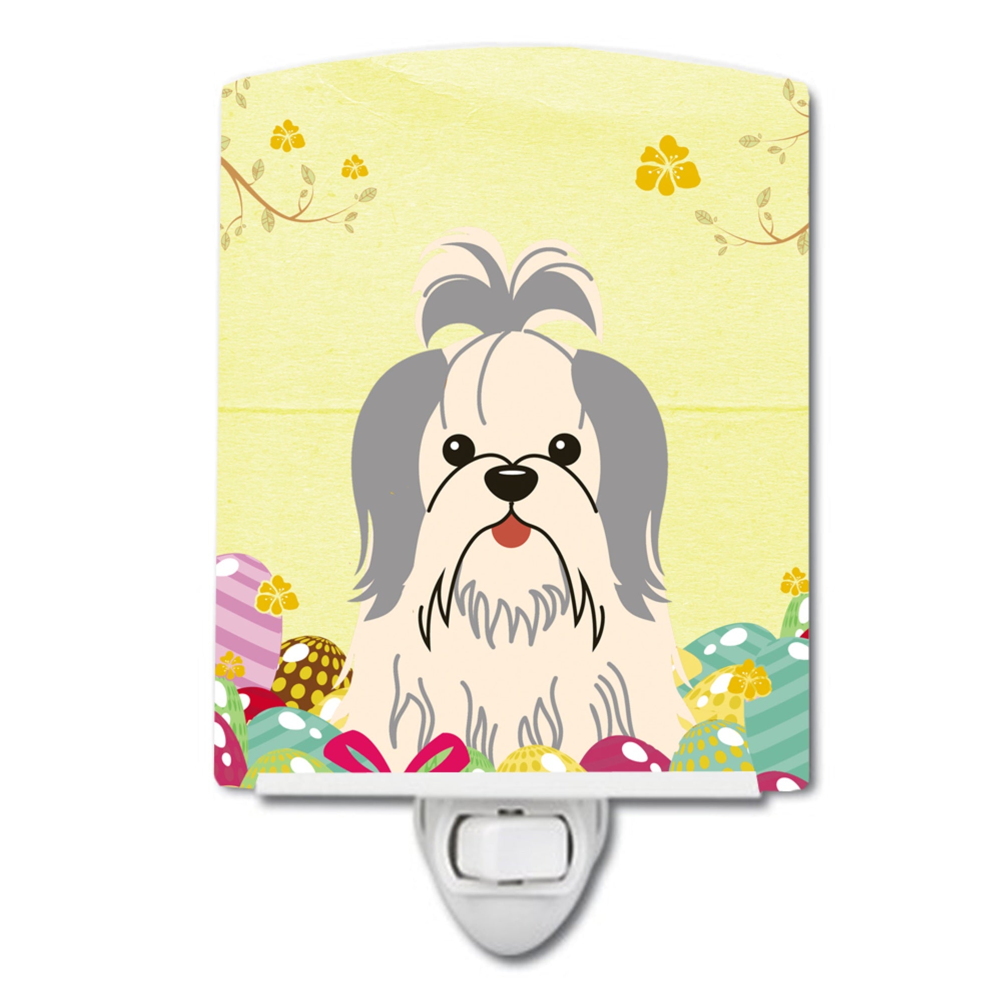  inchCarolines Treasures Easter Eggs Shih Tzu Silver White Ceramic Night Light, 6x4, Multicolor inch