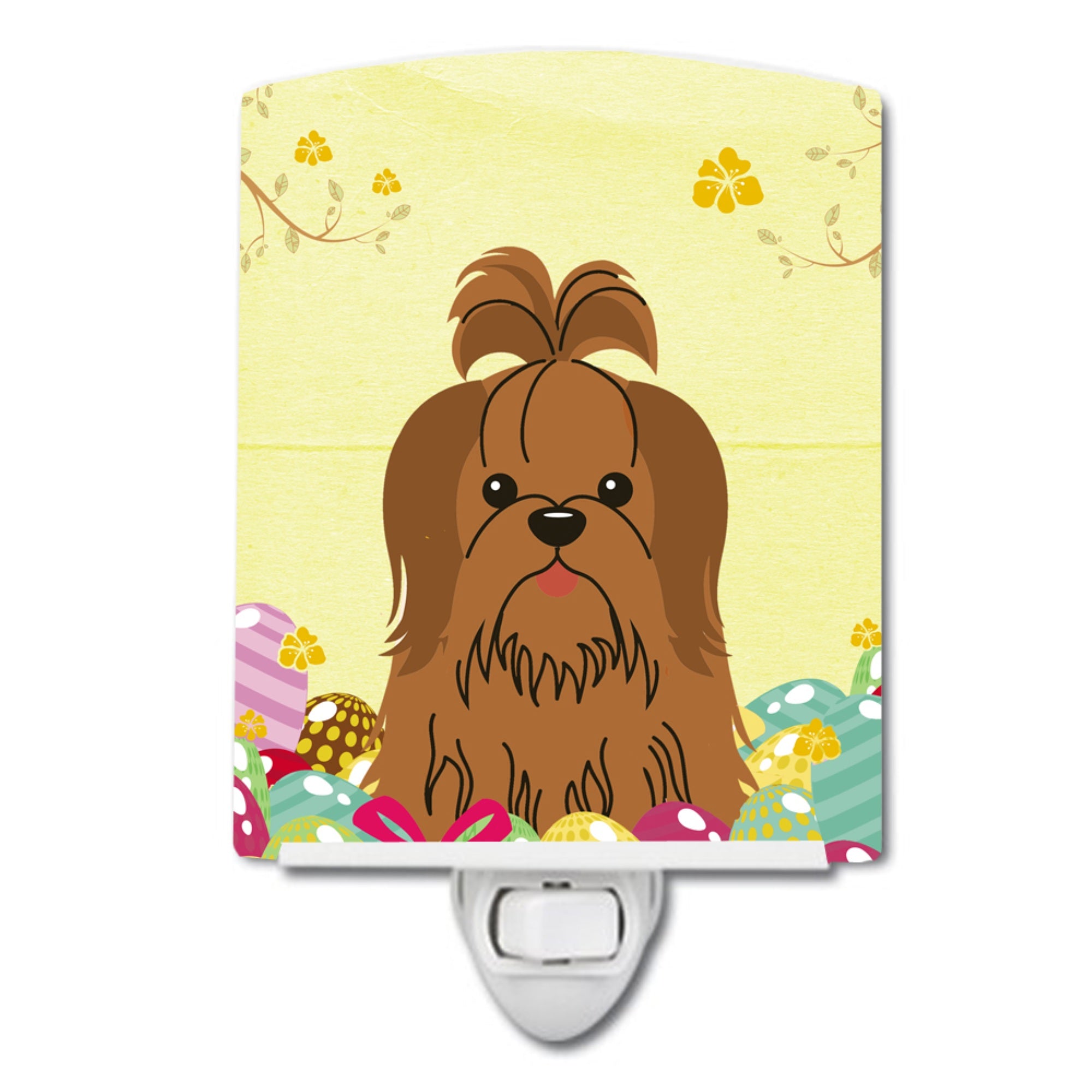  inchCarolines Treasures Easter Eggs Shih Tzu Silver Chocolate Ceramic Night Light, 6x4, Multicolor inch