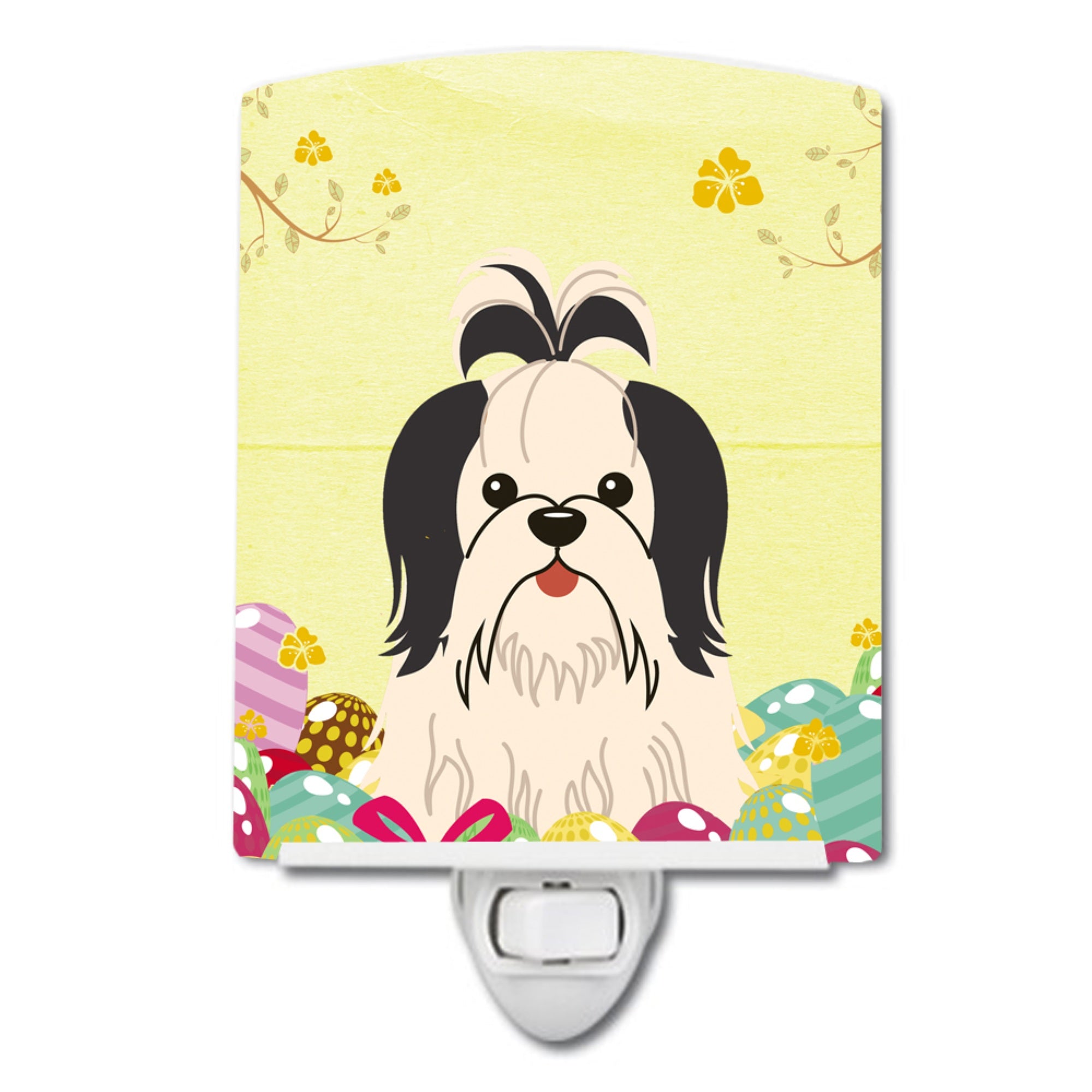  inchCarolines Treasures Easter Eggs Shih Tzu Black White Ceramic Night Light, 6x4, Multicolor inch