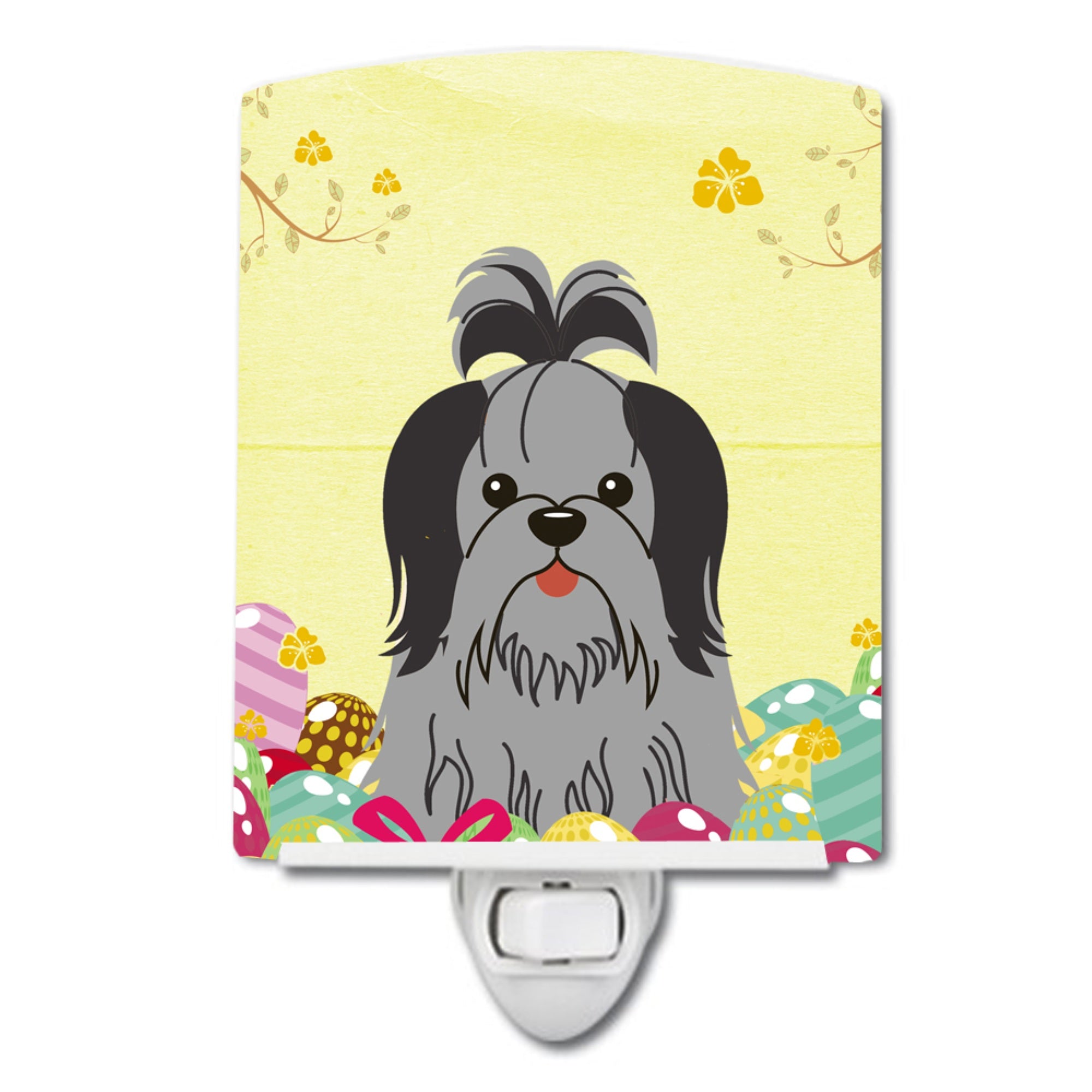  inchCarolines Treasures Easter Eggs Shih Tzu Black Silver Ceramic Night Light, 6x4, Multicolor inch