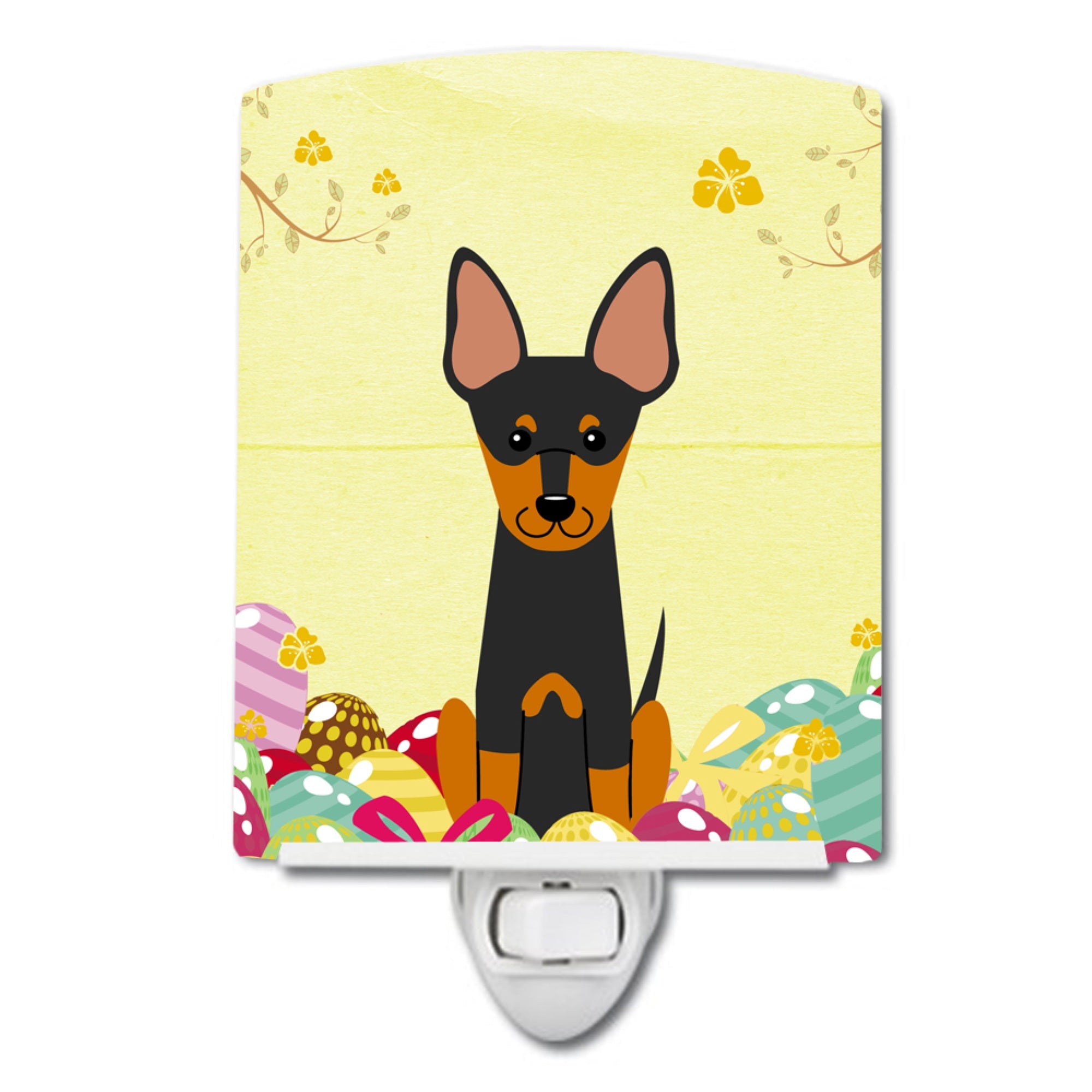  inchCarolines Treasures Easter Eggs English Toy Terrier Ceramic Night Light, 6x4, Multicolor inch