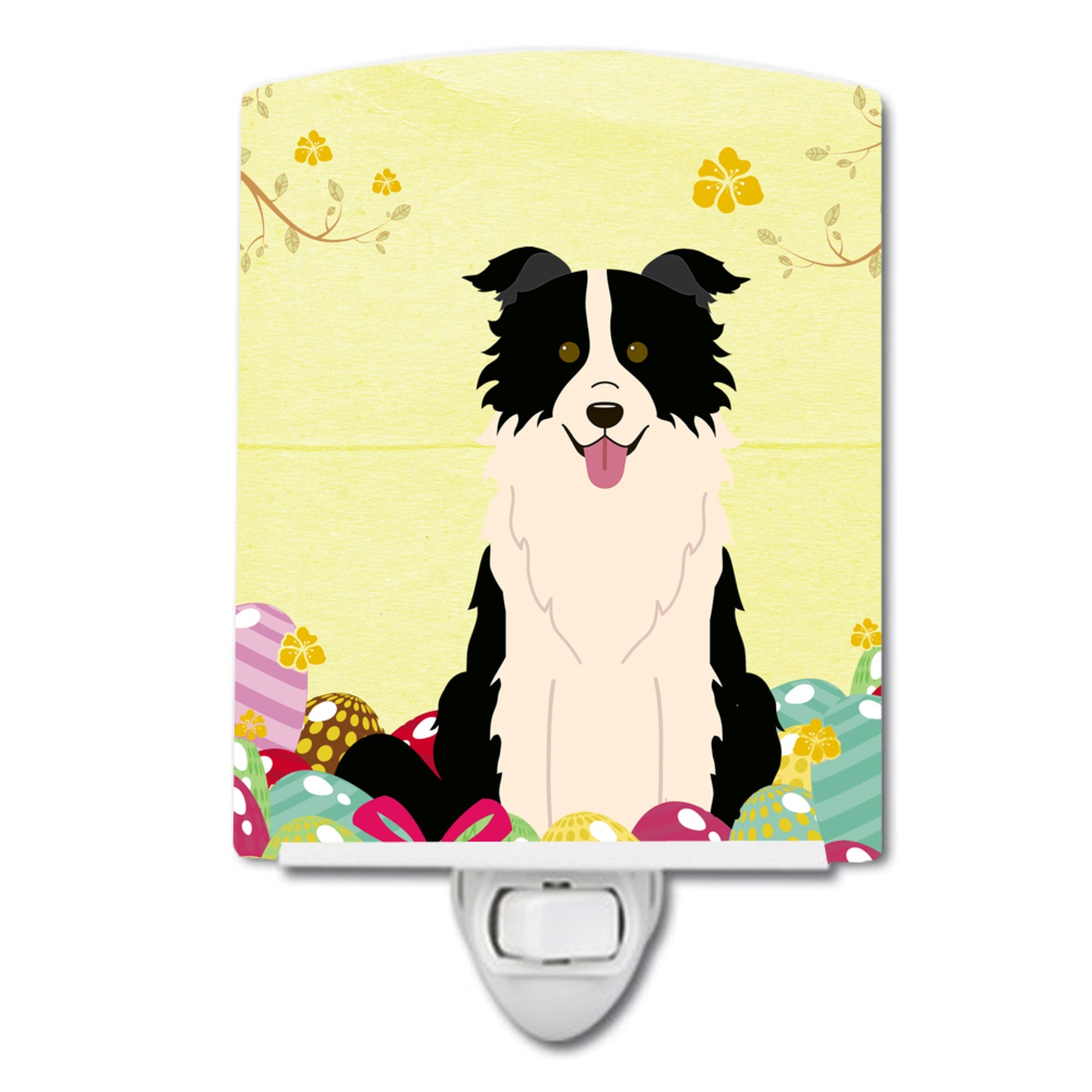 inchCarolines Treasures Easter Eggs Border Collie Black White Ceramic Night Light, 6x4, Multicolor inch