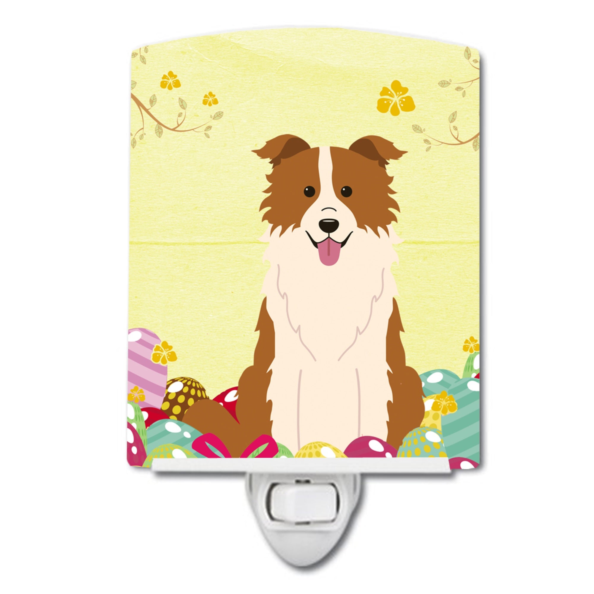  inchCarolines Treasures Easter Eggs Border Collie Red White Ceramic Night Light, 6x4, Multicolor inch
