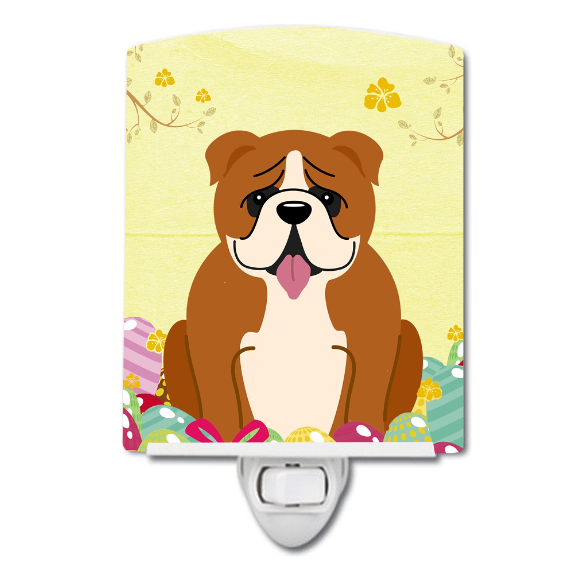  inchCarolines Treasures Easter Eggs English Bulldog Red White Ceramic Night Light, 6x4, Multicolor inch