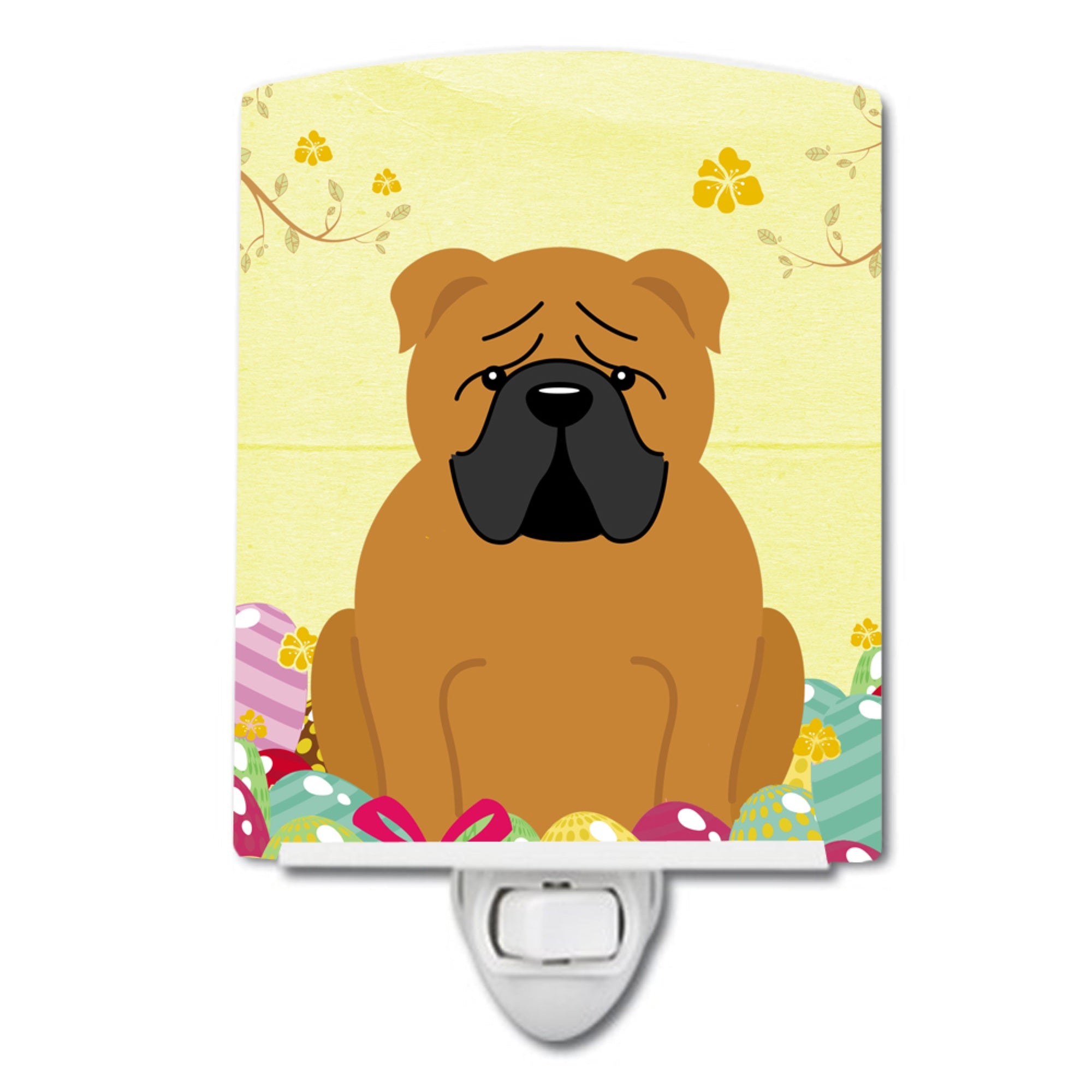 inchCarolines Treasures Easter Eggs English Bulldog Red Ceramic Night Light, 6x4, Multicolor inch