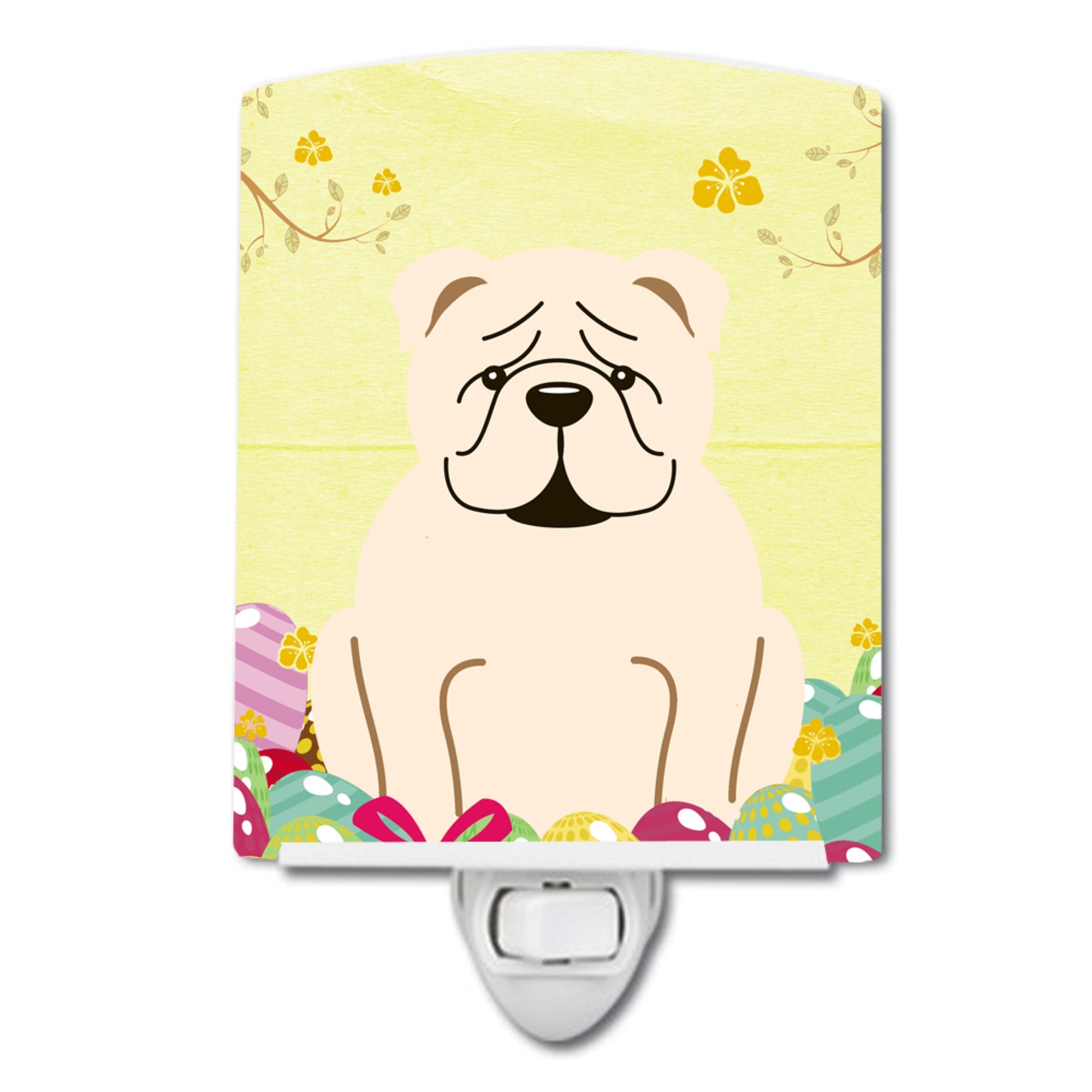  inchCarolines Treasures Easter Eggs English Bulldog White Ceramic Night Light, 6x4, Multicolor inch